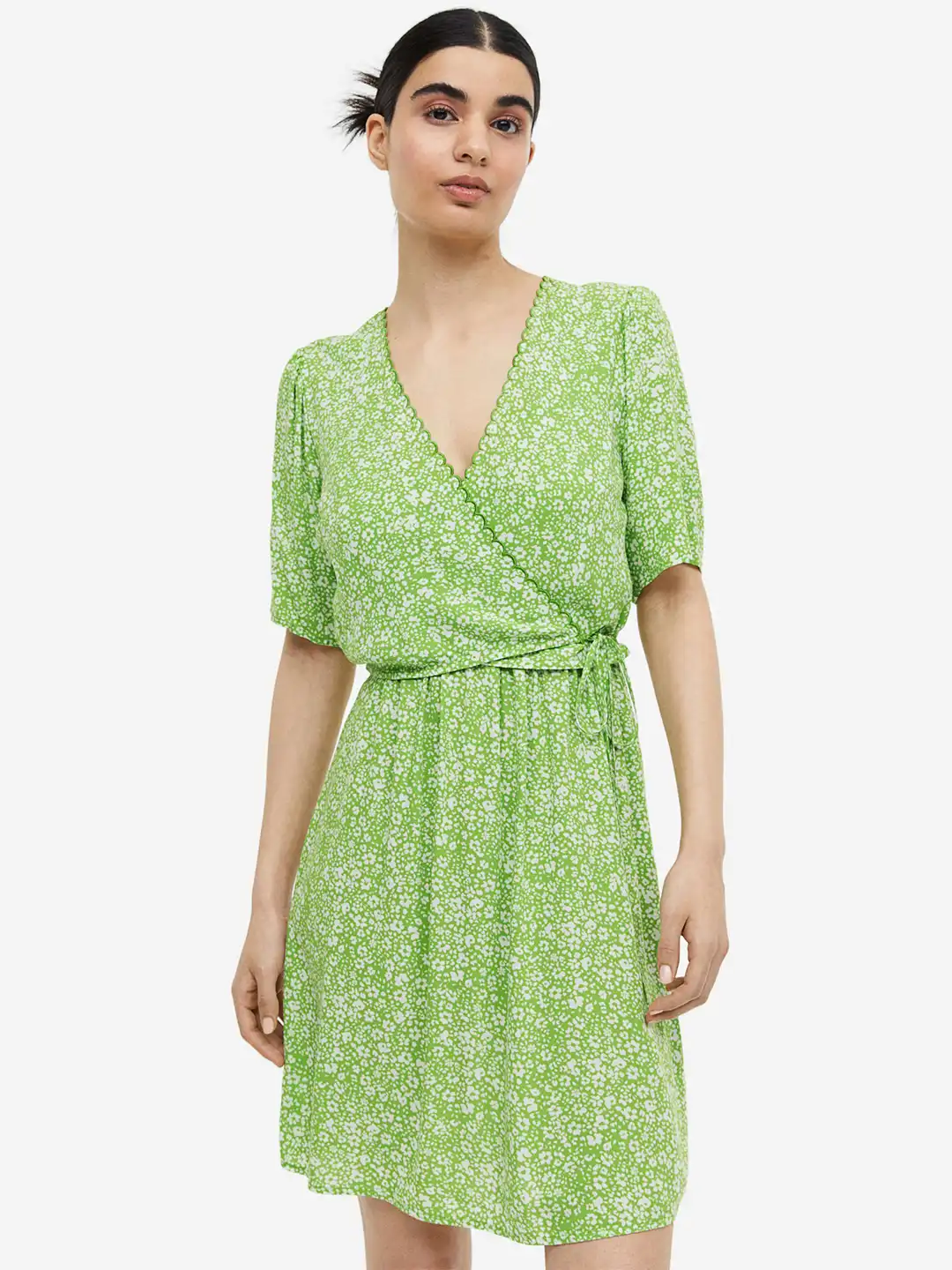 h&m green wrap dress Dress The Population Tiffany One Shoulder Midi Dress - Pine main image 0