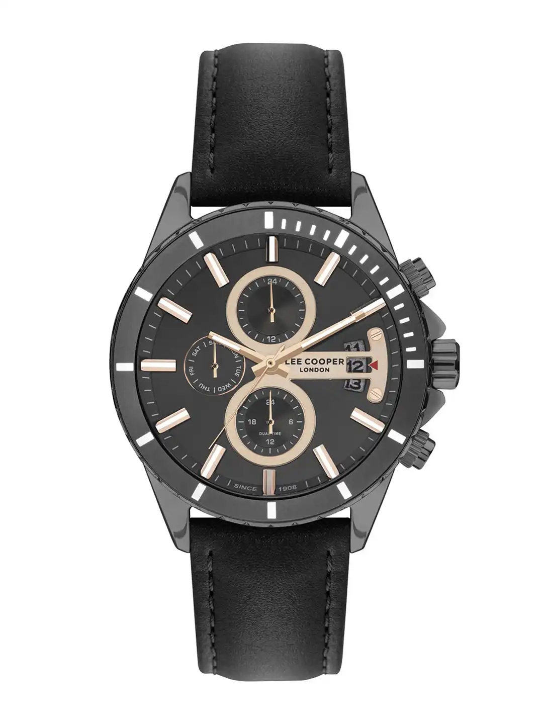 Buy Lee Cooper Men Brass Leather Straps Analogue Multi Function