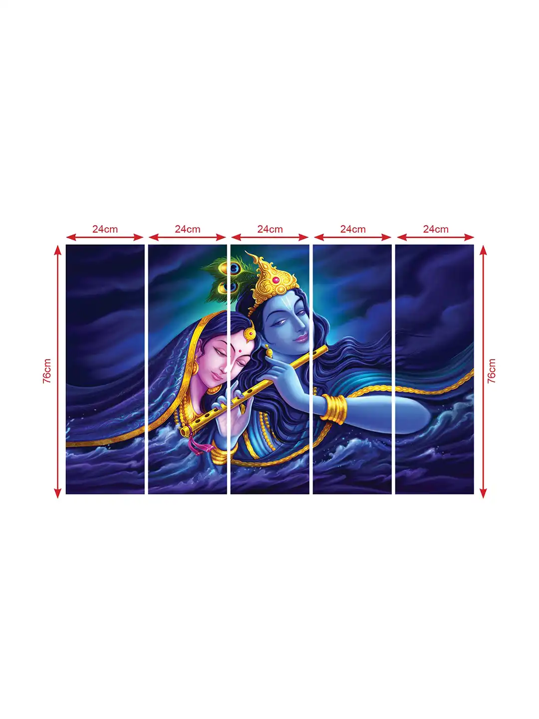Buy RANDOM 5 Pcs Blue Radha Krishna MDF Vinyle Painting - Wall Art
