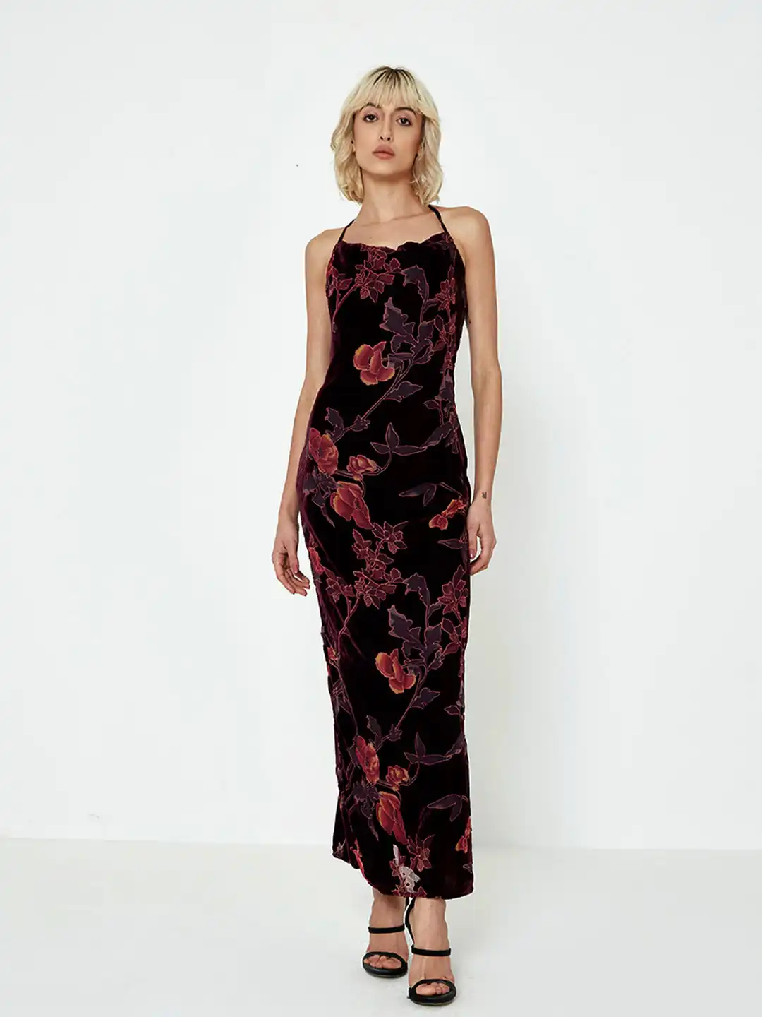 cover story maxi dress Buy COVER STORY Floral Printed Shoulder Strap Velvet Maxi Dress - Dresses  for Women 22351024