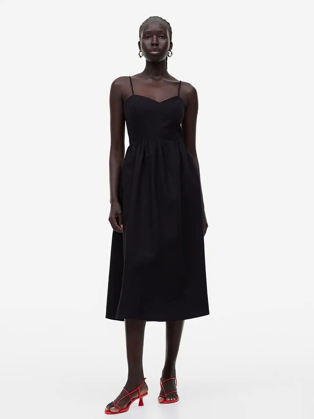 h&m linen blend dress black Women's Black Linen-Blend Dress