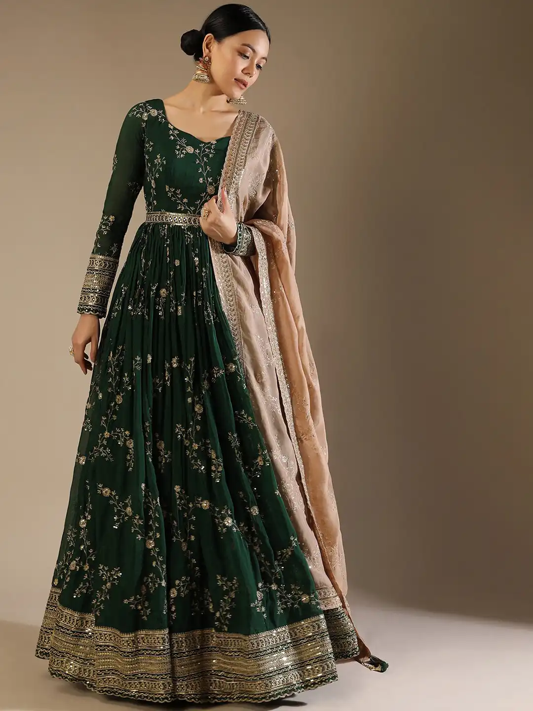 Buy KALKI Fashion Ethnic Motifs Embroidered A-Line Sequinned Ethnic Dress -  Ethnic Dresses for Women 22585574 | Myntra