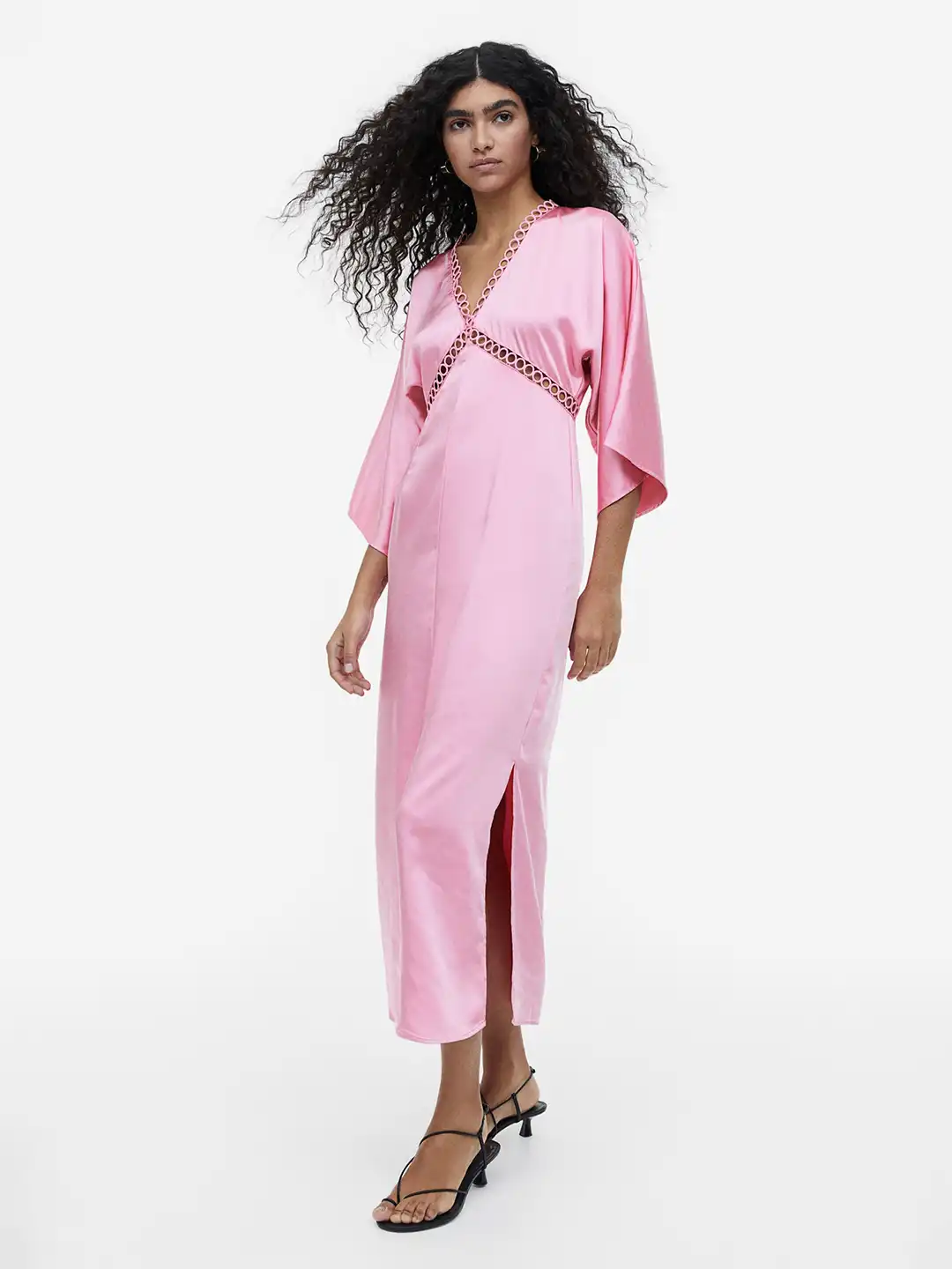 h&m pink satin dress Women's Pink Twist-Detail Satin Dress