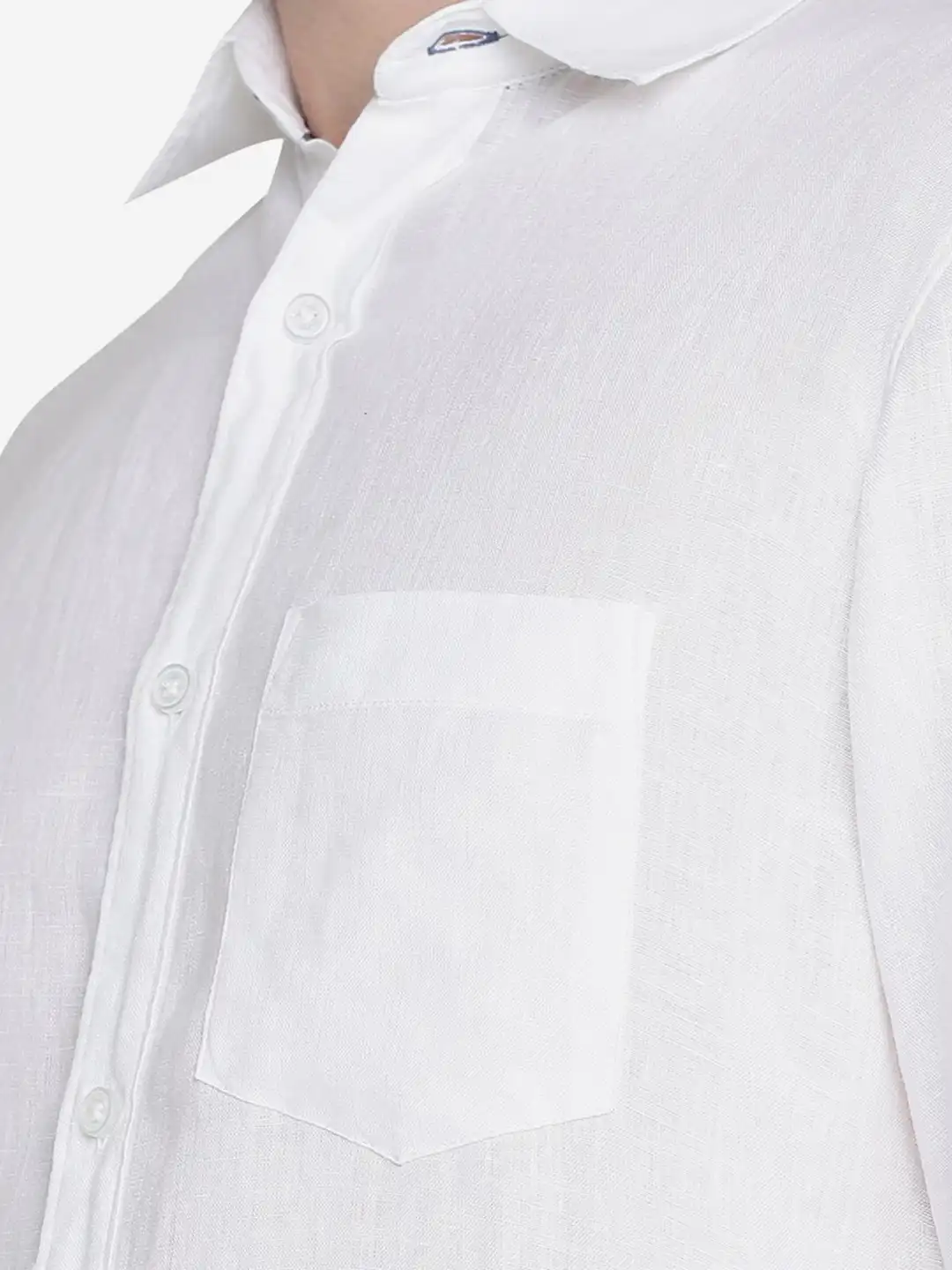 Buy JADE BLUE Spread Collar Slim Fit Pure Linen Casual Shirt