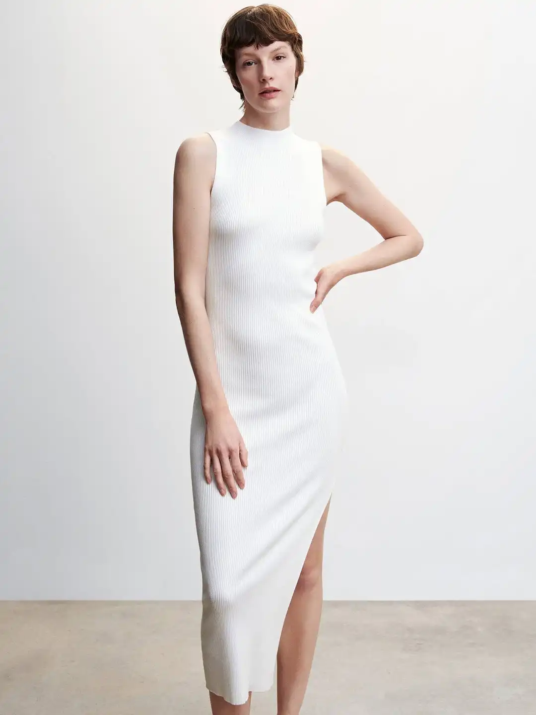 Buy MANGO Ribbed Knit High Slit Sheath Midi Dress - Dresses for Women 22671510 | Myntra Buy MANGO Ribbed Knit High Slit Sheath Midi Dress - Dresses for Women 22671510 | Myntra