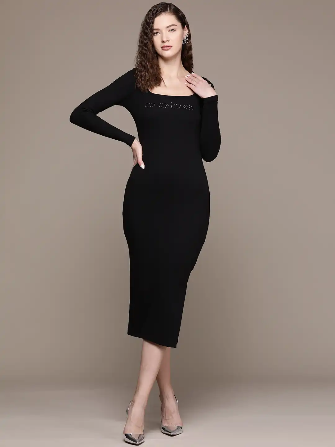 green bodycon dress for women Green Ribbed Spaghetti Strap Bodycon Midi Dress Large main image 1