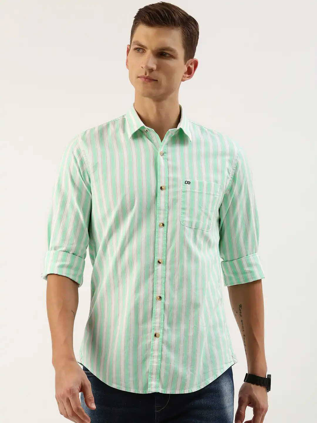 Buy Peter England Men Slim Fit Opaque Striped Casual Shirt