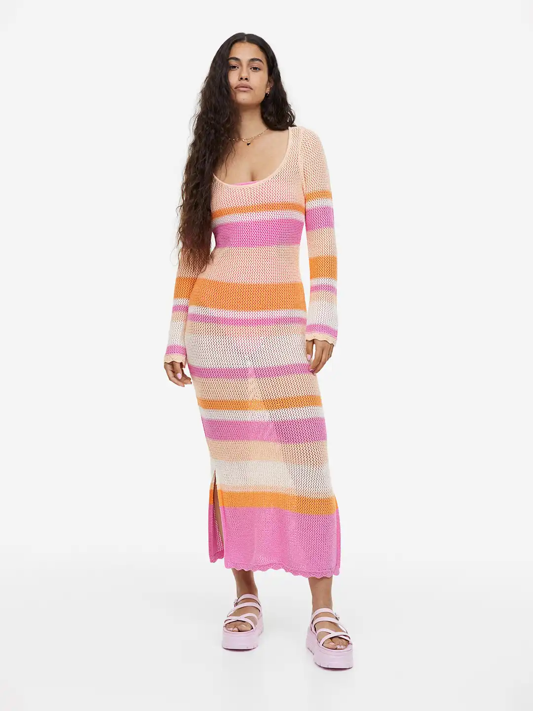 Buy H&M Tie-Detail Hole-Knit Dress - Dresses for Women 22796434 | Myntra