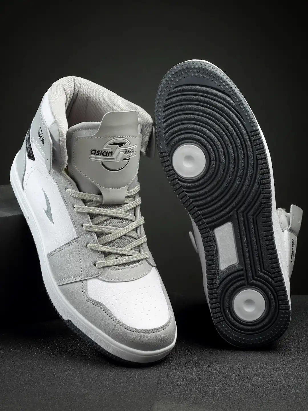 Buy ASIAN Men Colourblocked Mid-Top Synthetic Leather Sneakers