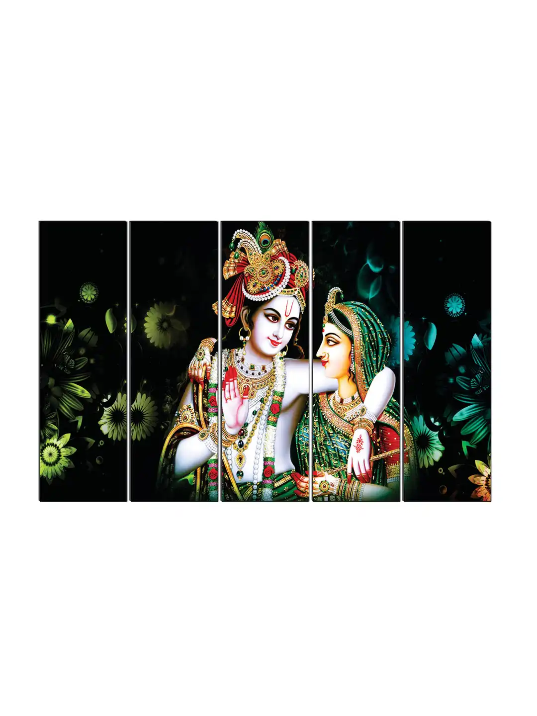 Buy SAF Green & Red 5 Pieces Radha Krishna Printed Wooden UV