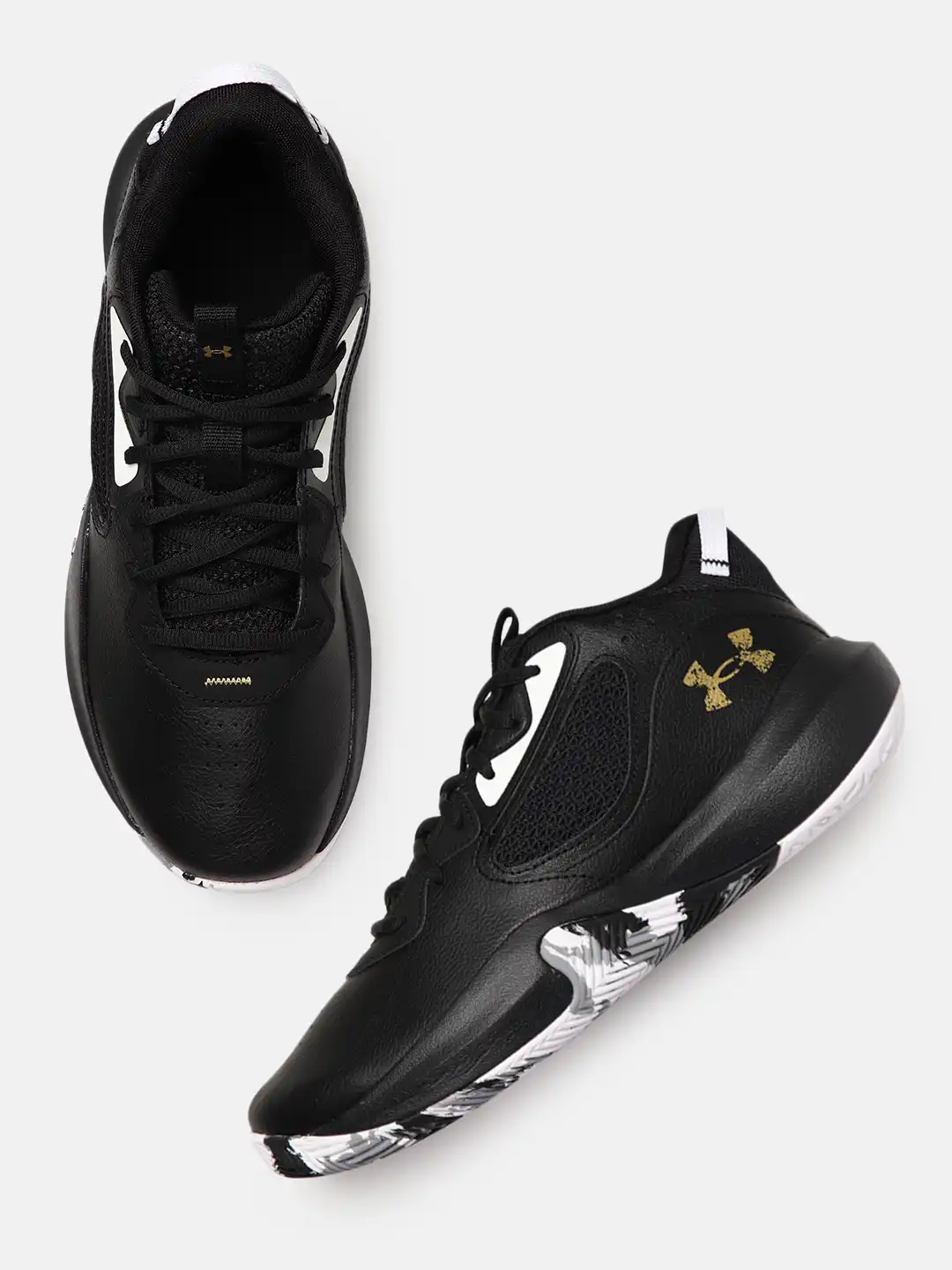 under armour basketball shoes black and gold