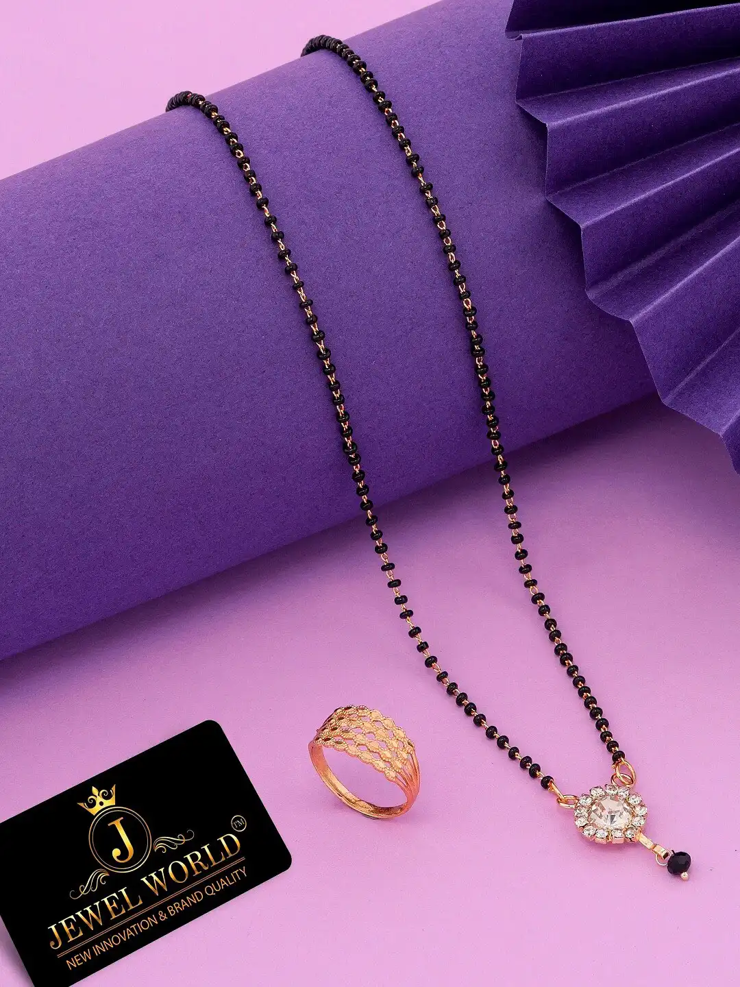 Buy JEWEL WORLD Gold-Plated Stone Studded & Beaded Mangalsutra