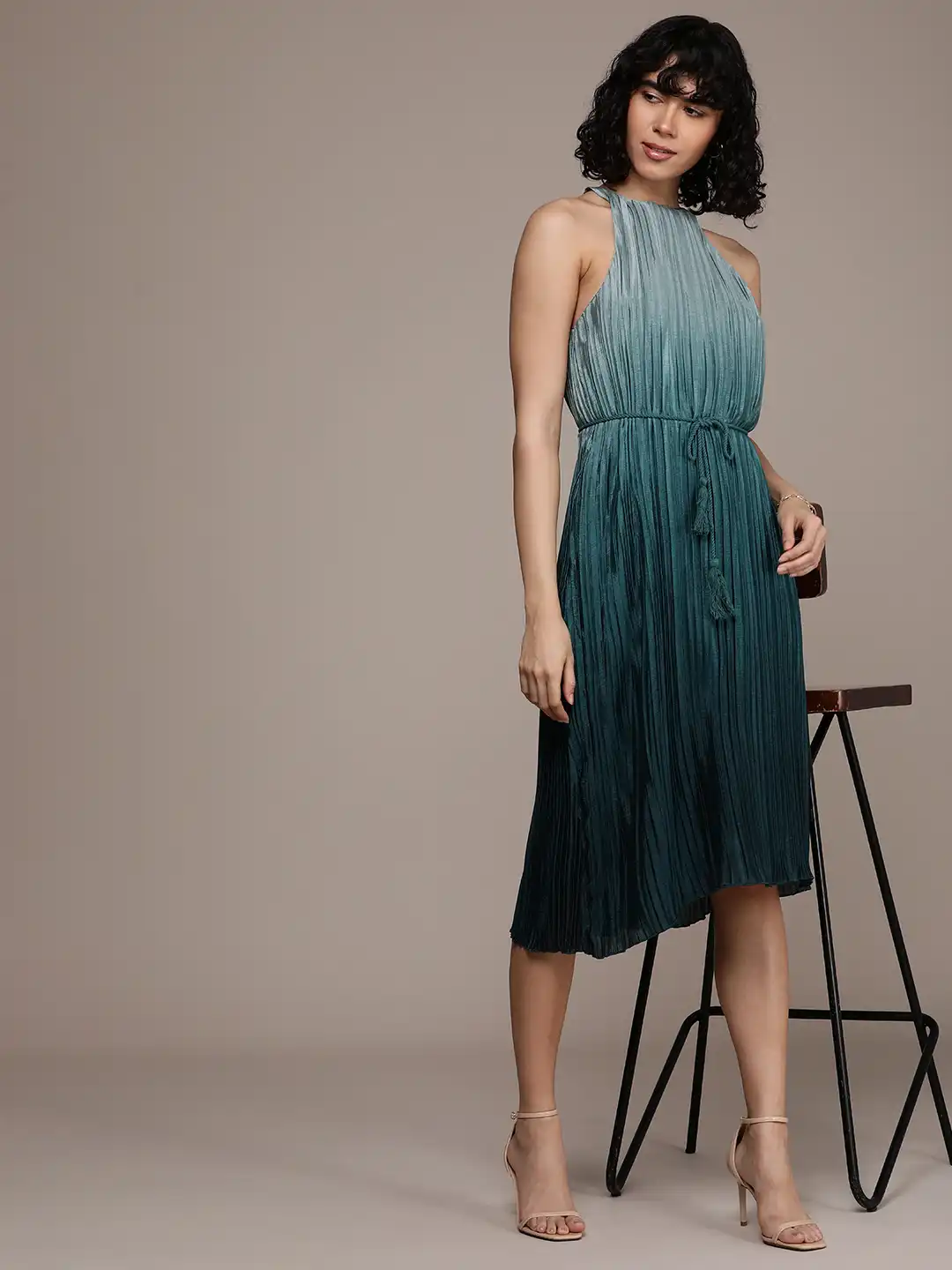 french connection a-line dress Boden Women's Ruffle Placket Chambray Dress in Blue main image 1