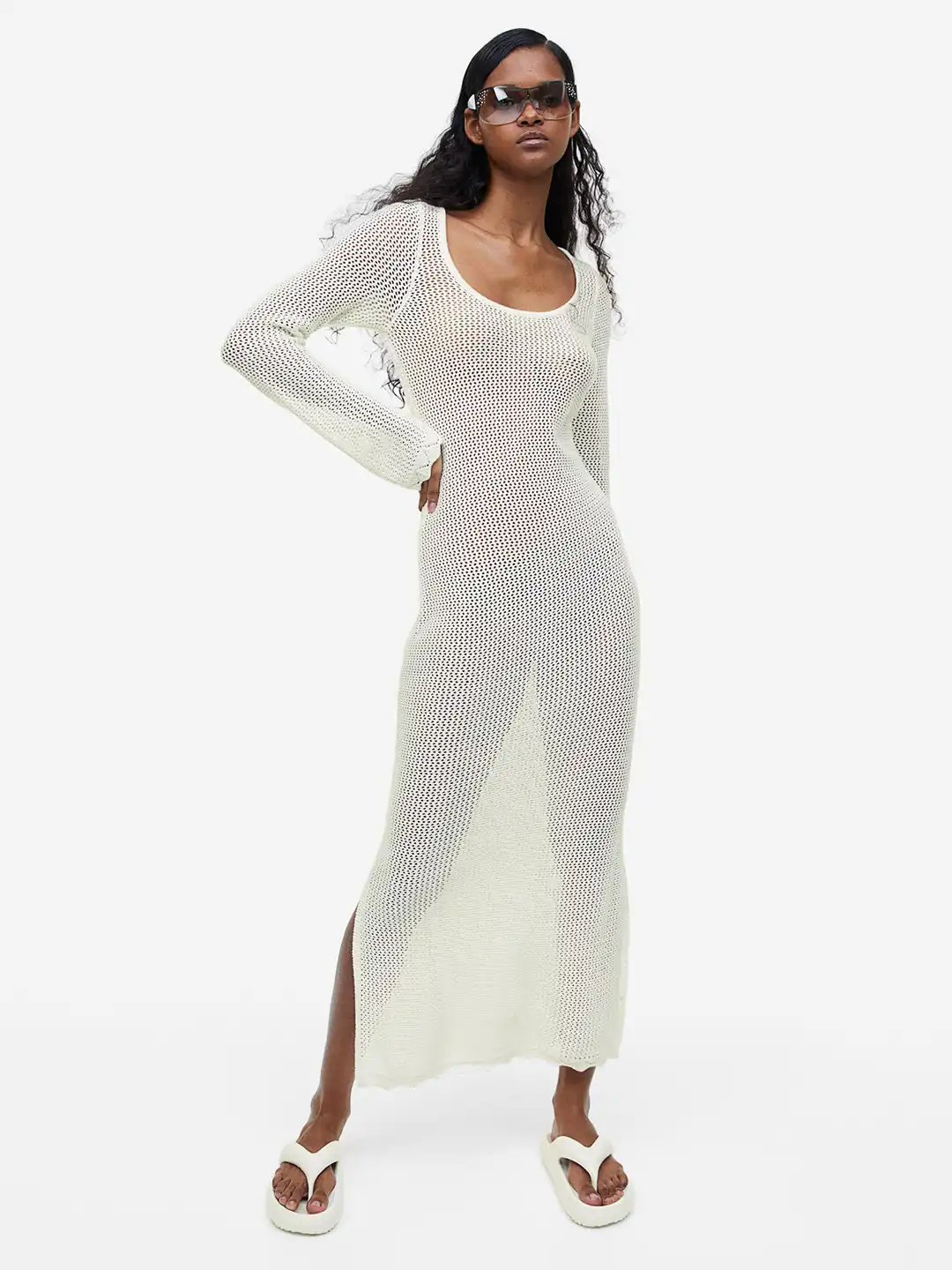 Buy H&M Tie-Detail Hole-Knit Dress - Dresses for Women 23127380 | Myntra