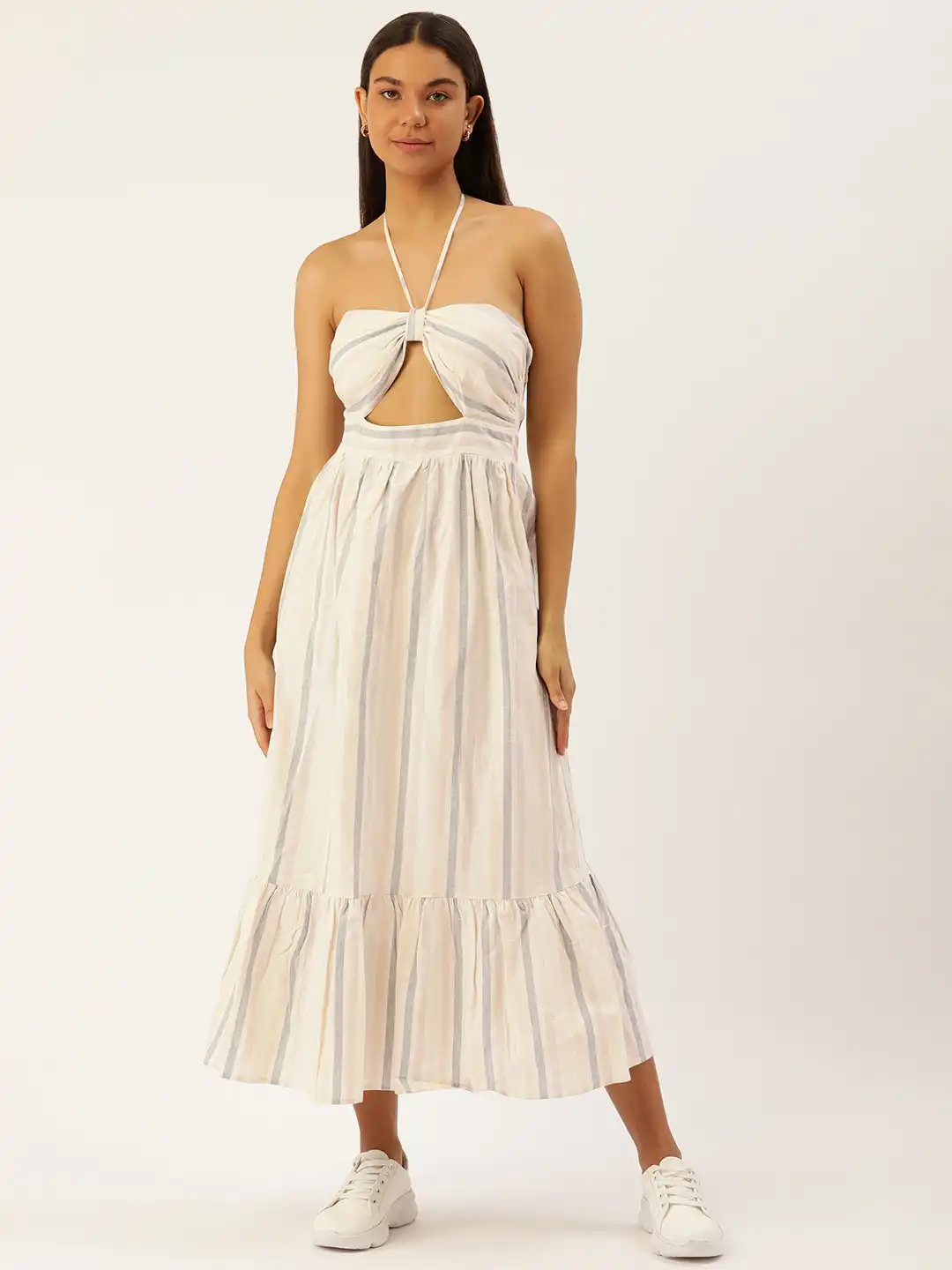 Buy FOREVER 21 Striped Halter Neck Linen Cotton Maxi Dress - Dresses for  Women 23170214 | Myntra