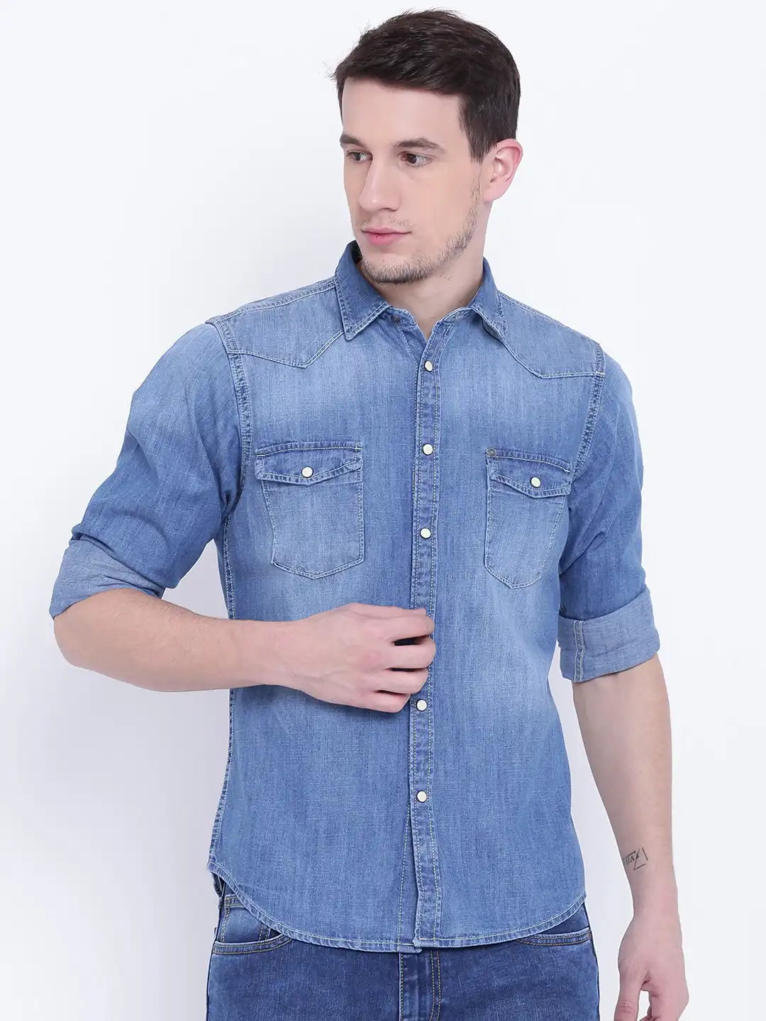 Blue Denim Pepe Jeans Shirts Price Buy Pepe Jeans Pure Cotton Chambray Casual Shirt Shirts For Men 30647256  Myntra