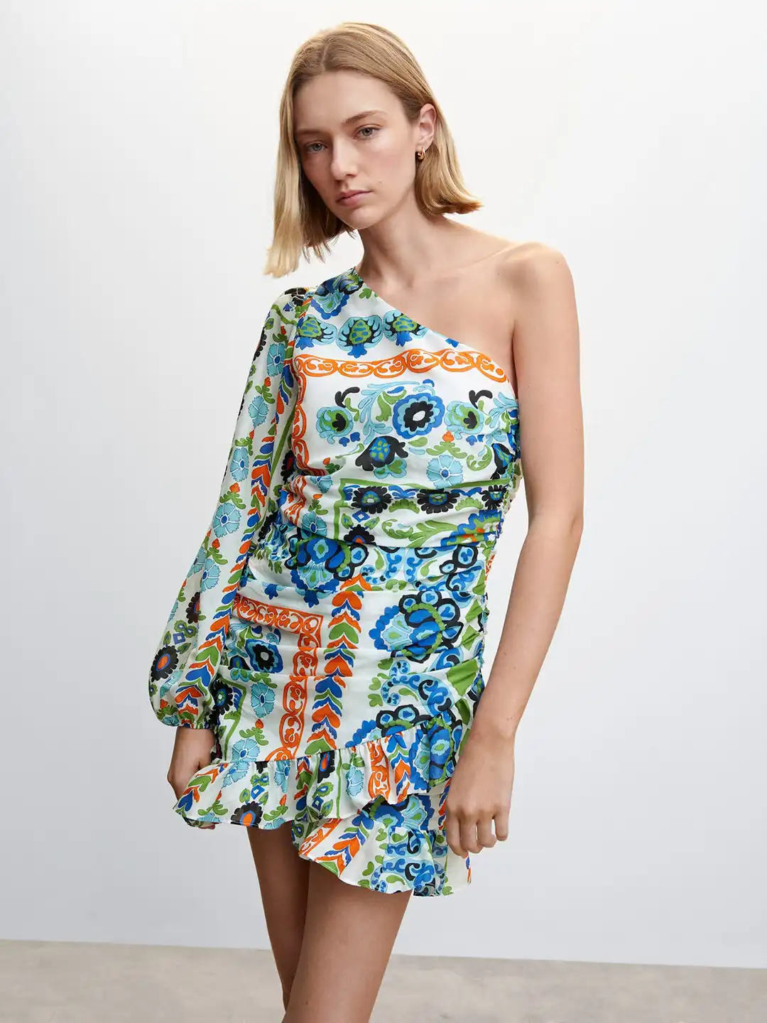 mango printed ruched dress Printed ruched dress - Girls