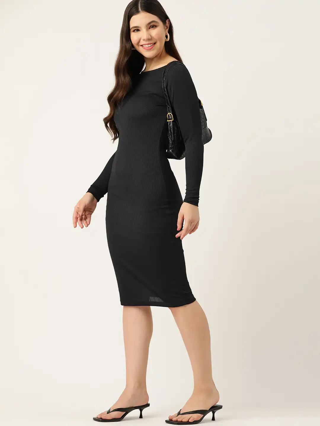 bodycon tee dress Bodycon Mock Neck Midi Dress in Wildflowers & Honey – Krush Kandy main image 0