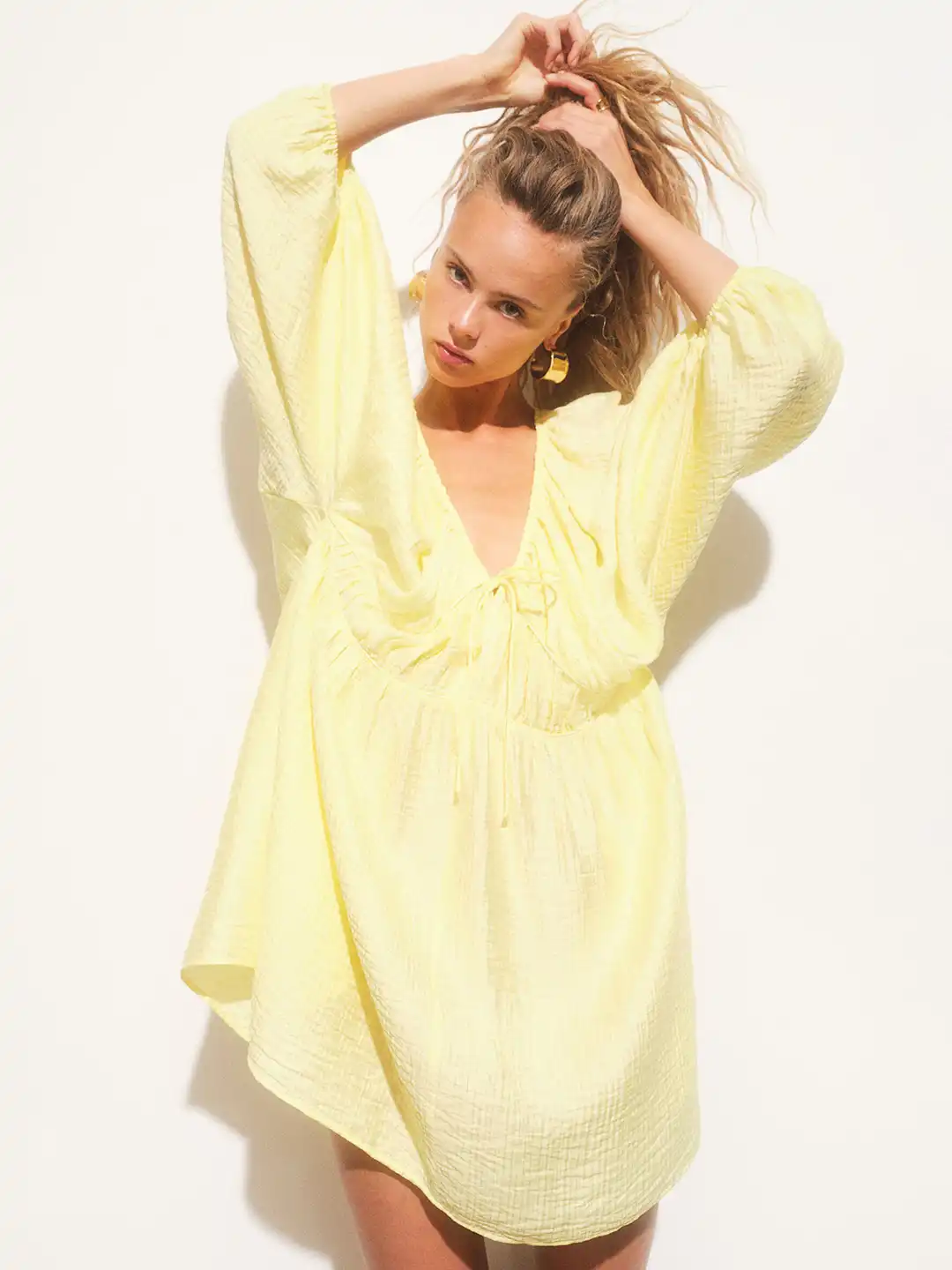 h&m oversized dress H&M Puff Sleeve Dress Poplin Dress Pink Oversized New Runs Big Barbiecore