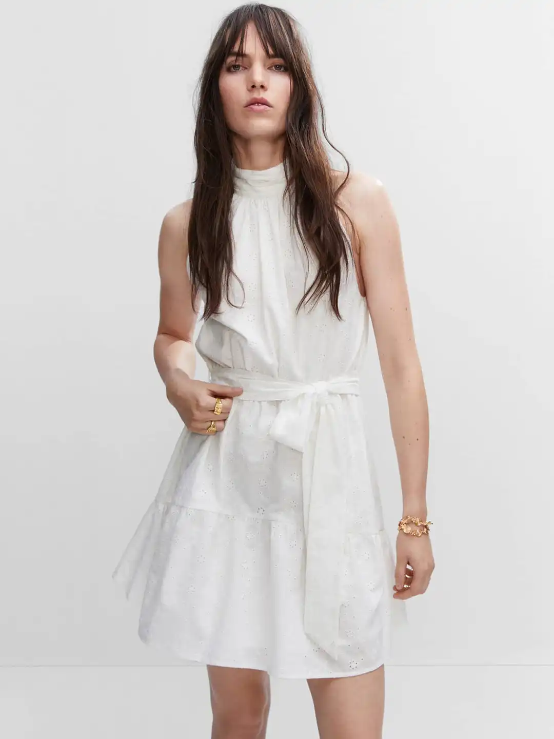 sachin and babi light blue dress Mallory The Label Beige lace embroidered crochet Ebony midi dress < Dresses  - Greek Dresses, Top designer brands main image 0