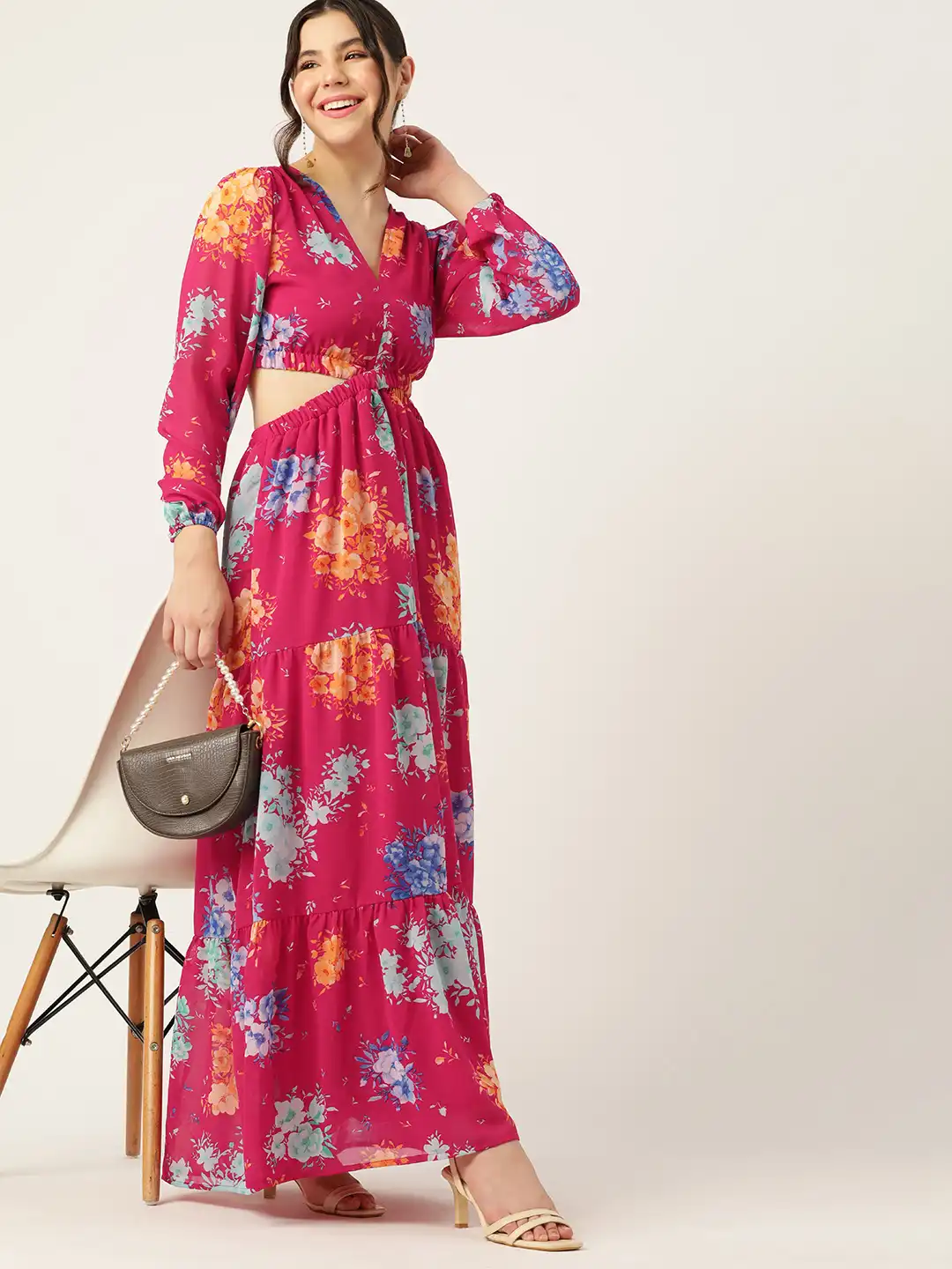 Buy DressBerry Floral Print Cut-Outs Tiered Maxi Dress - Dresses for Women 23514786 | Myntra Buy DressBerry Floral Print Cut-Outs Tiered Maxi Dress - Dresses for Women 23514786 | Myntra