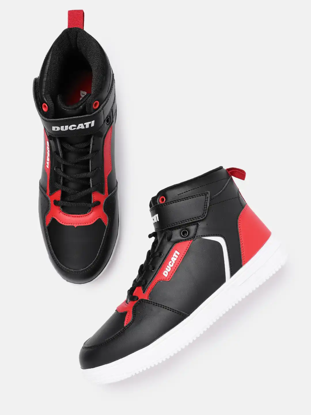 Buy Ducati Men Mid-Top Colourblocked Sneakers with Perforated