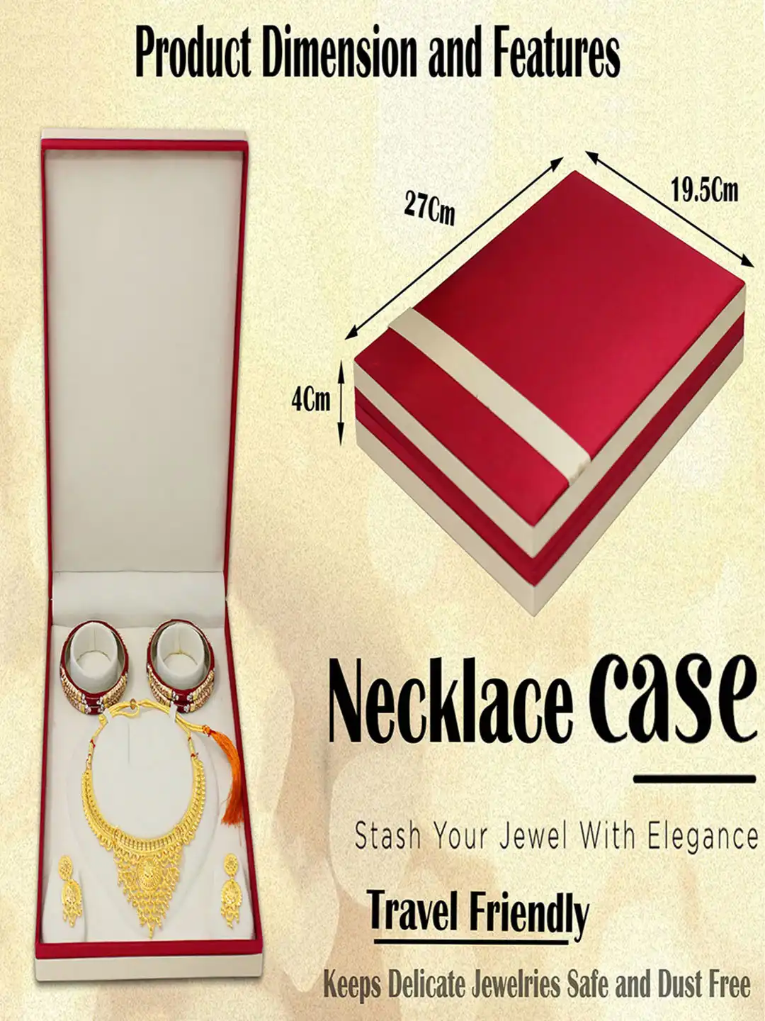 Buy atorakushon Maroon Necklace Box Jewellery Organiser