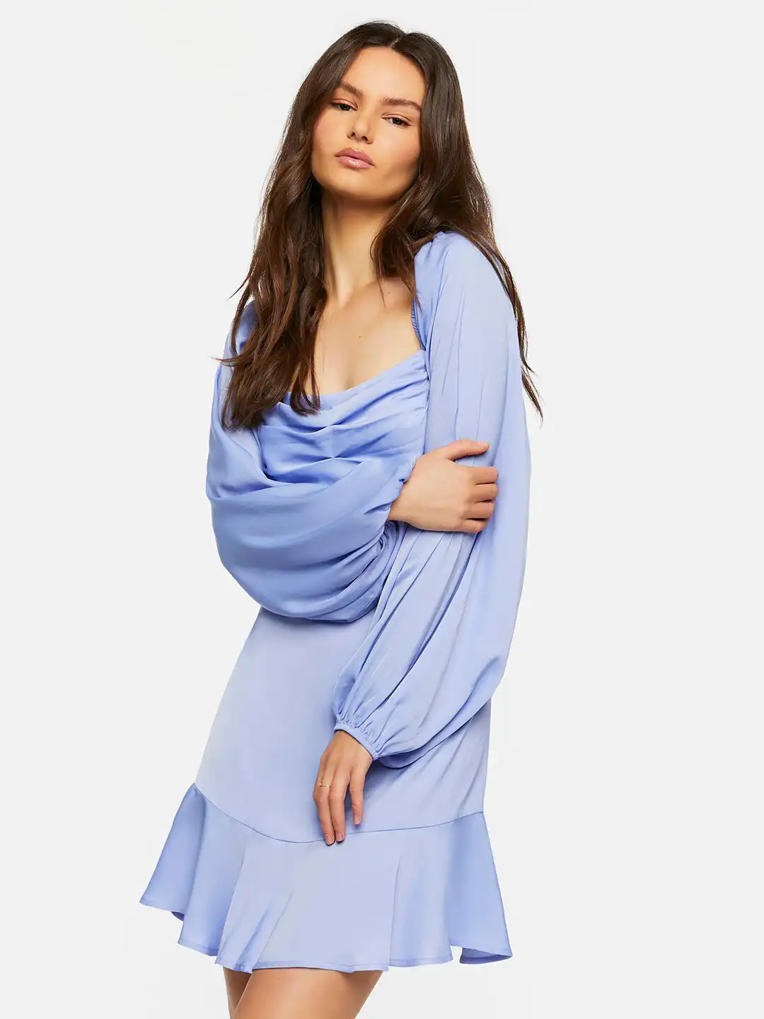 Buy FOREVER 21 Blue Square Neck Puff Sleeve A-Line Mini Dress - Dresses for  Women 23819772 | Myntra