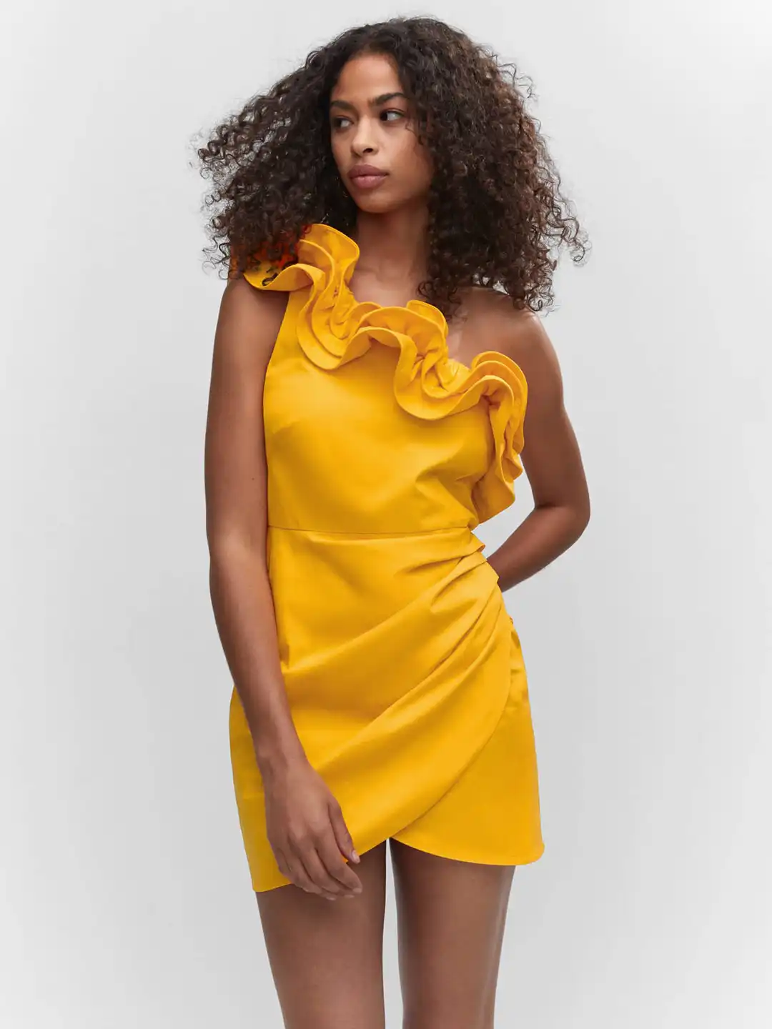 mango asymmetric ruffled dress MANGO Asymmetric Ruffled maxi long floral print dress viscose