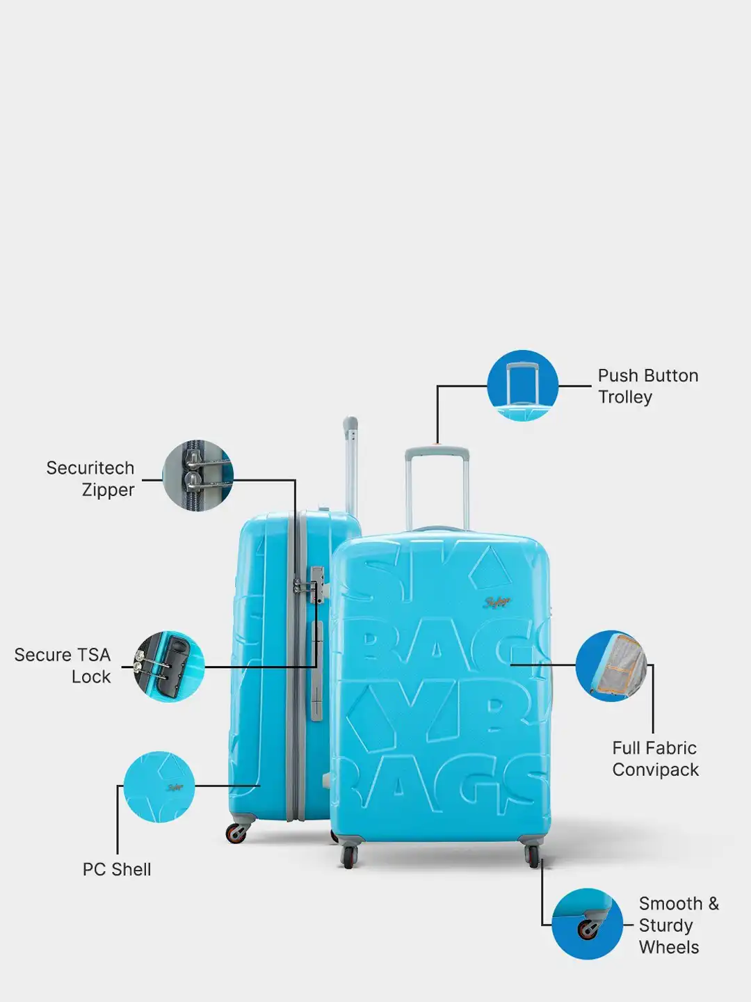Buy Skybags RAMP NXT Textured Hard-Sided Medium Trolley Bag