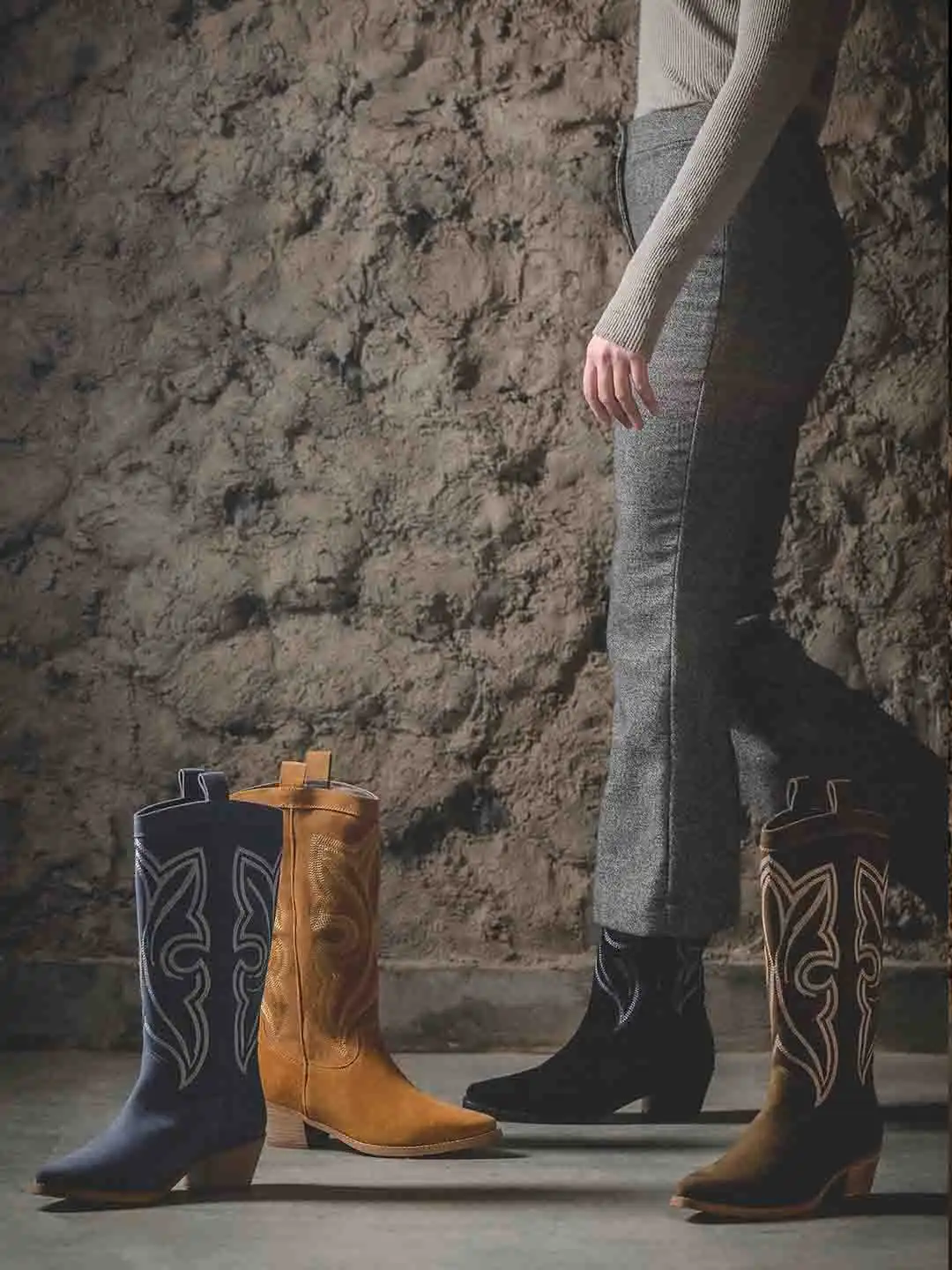 ladies boots tan western style ankle boots