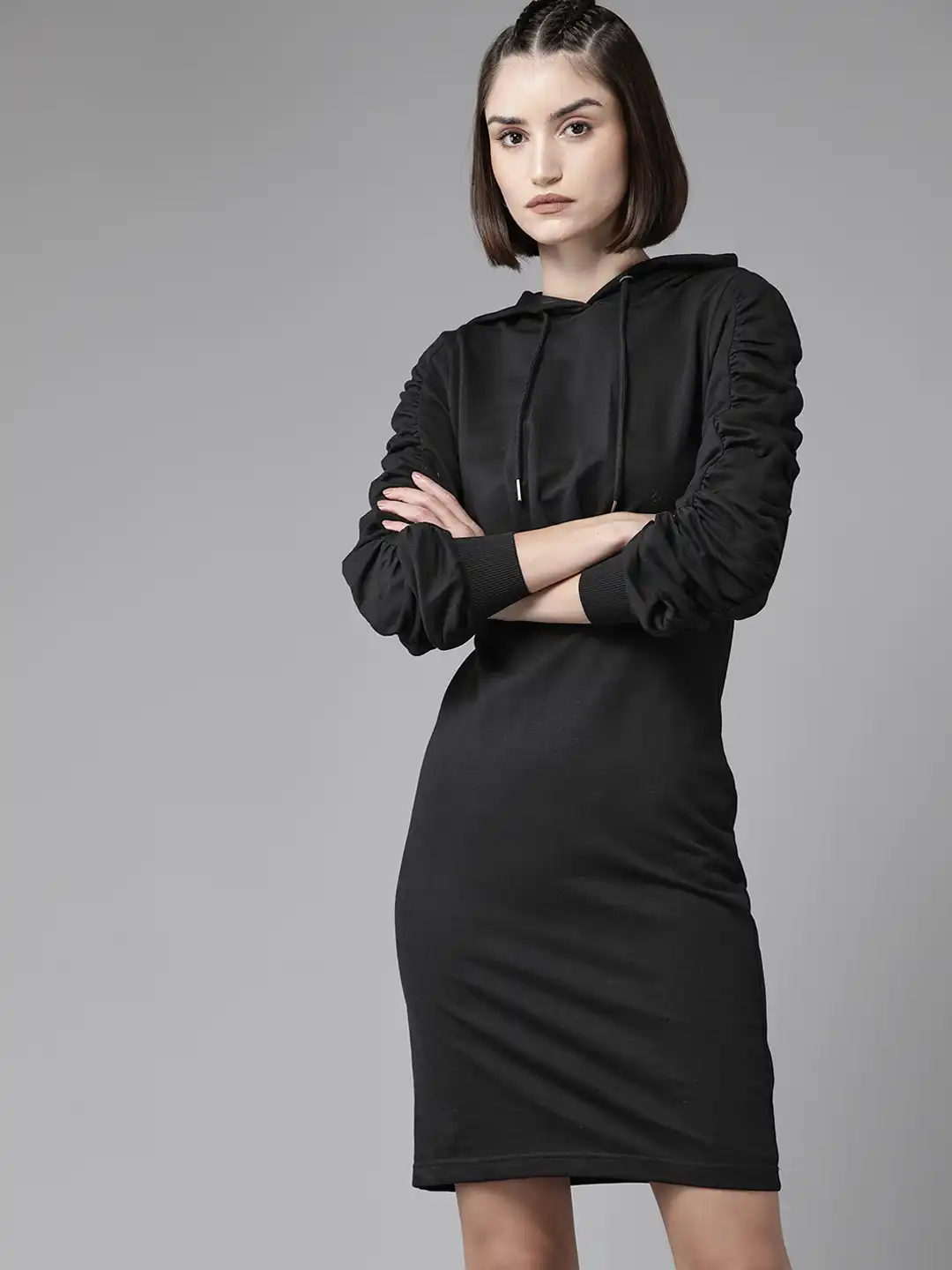 bandage bodycon mini dress QUINN BANDAGE MINI DRESS IN BLACK – AKIRA main image 0