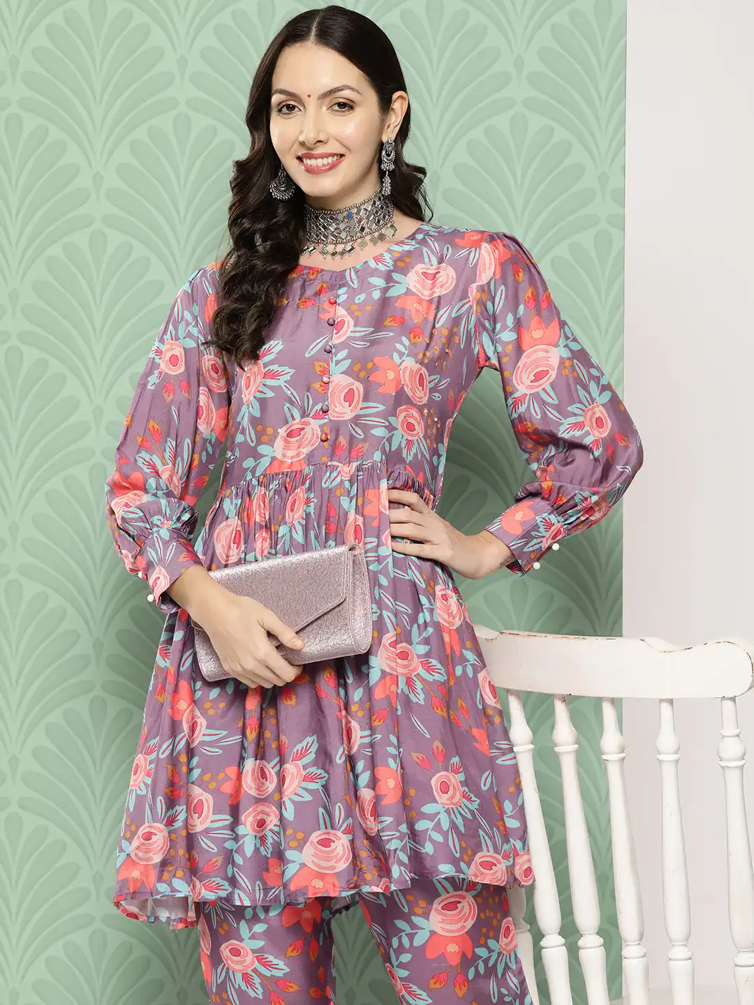Buy ZOLA Women Floral Printed Tunic with Trousers - Co-Ords for