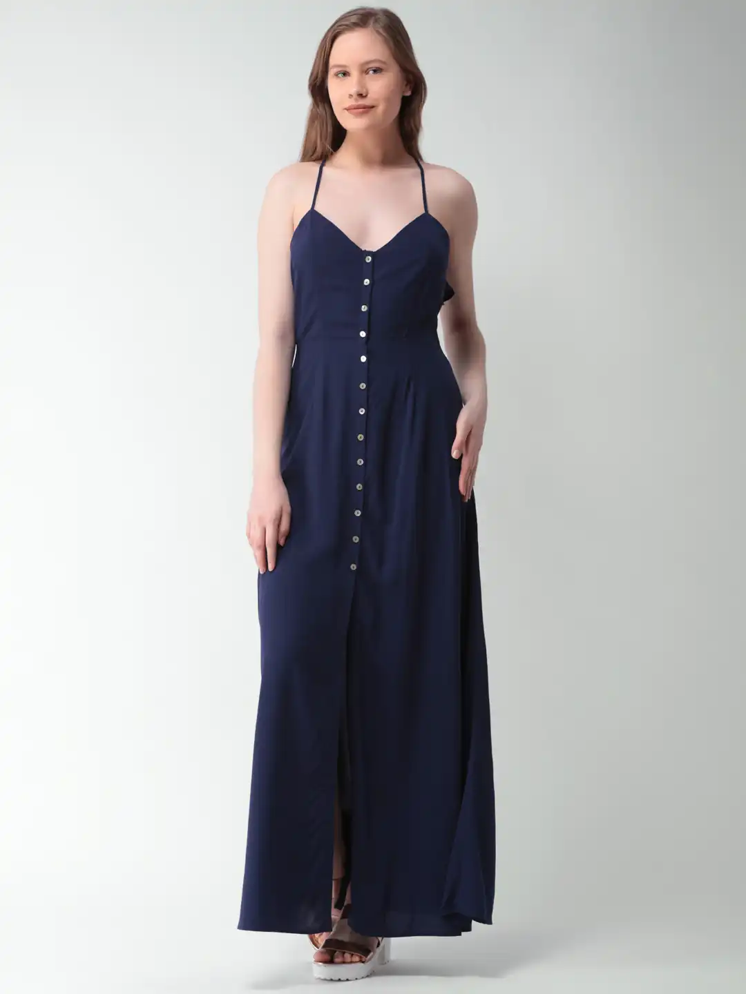Ladies Dresses Navy Blue Maxi Dress Forever 21 Forever 21 Womens Multicolor  Polyester V-Neck Short