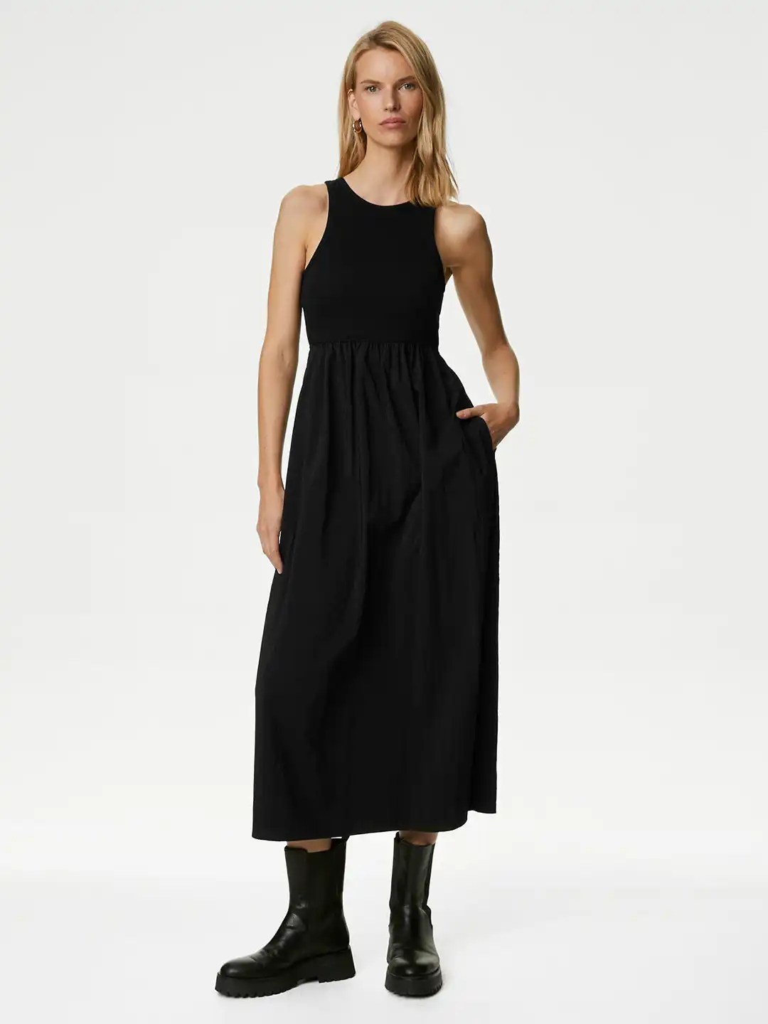 marks and spencer jersey dress Buy & Round Neck Midi Waisted - Dresses for Women 24245754 cotton vacation dress