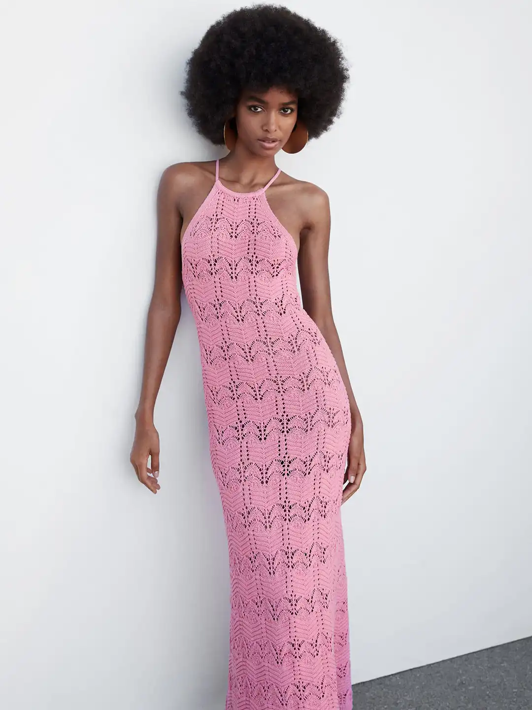 Buy MANGO Crochet Knit Halter Neck Cut-Out Detail Sheath Maxi Dress -  Dresses for Women 24286924 | Myntra
