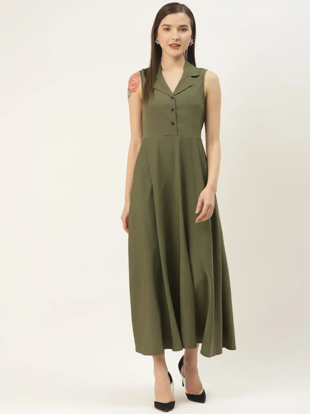 sage green t shirt dress Cue The Casual T-shirt Midi Dress in Sage main image 1
