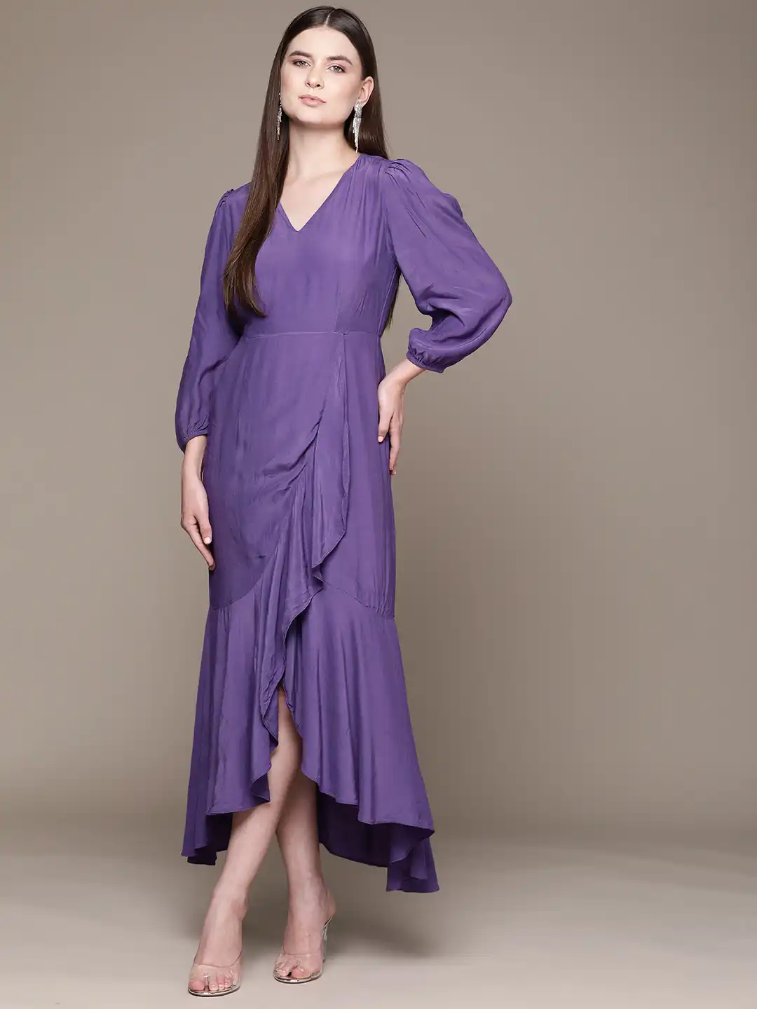ritu kumar purple dress Buy Label Ritu Kumar Puff Sleeves Ruffled Crepe A-Line Maxi Dress - Dresses  for Women 24301646