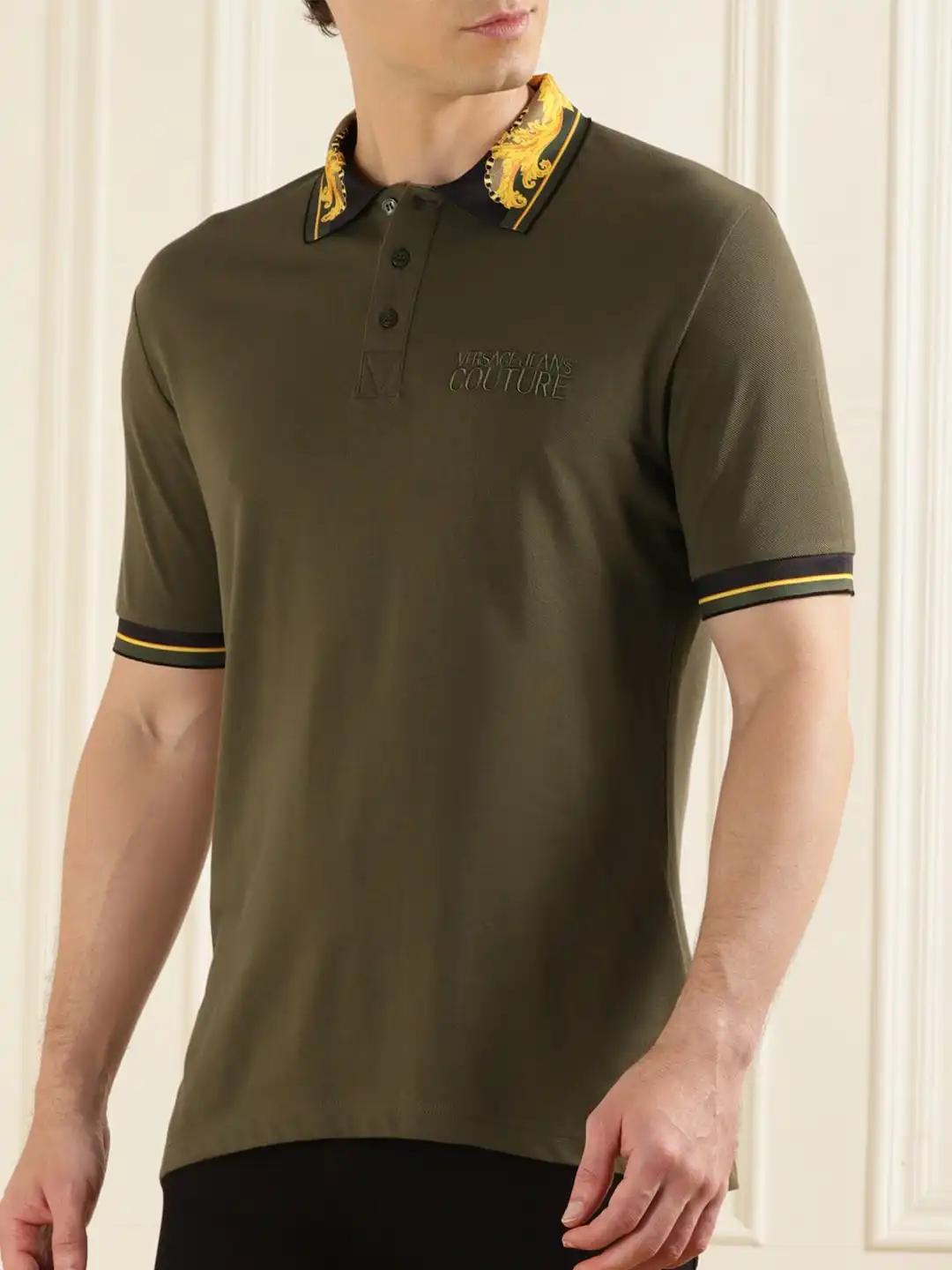 【最安値】新品　VERSACE JEANS COUTURE ポロシャツ M Buy Versace Jeans Couture Polo Collar Cotton T-shirt - Tshirts for