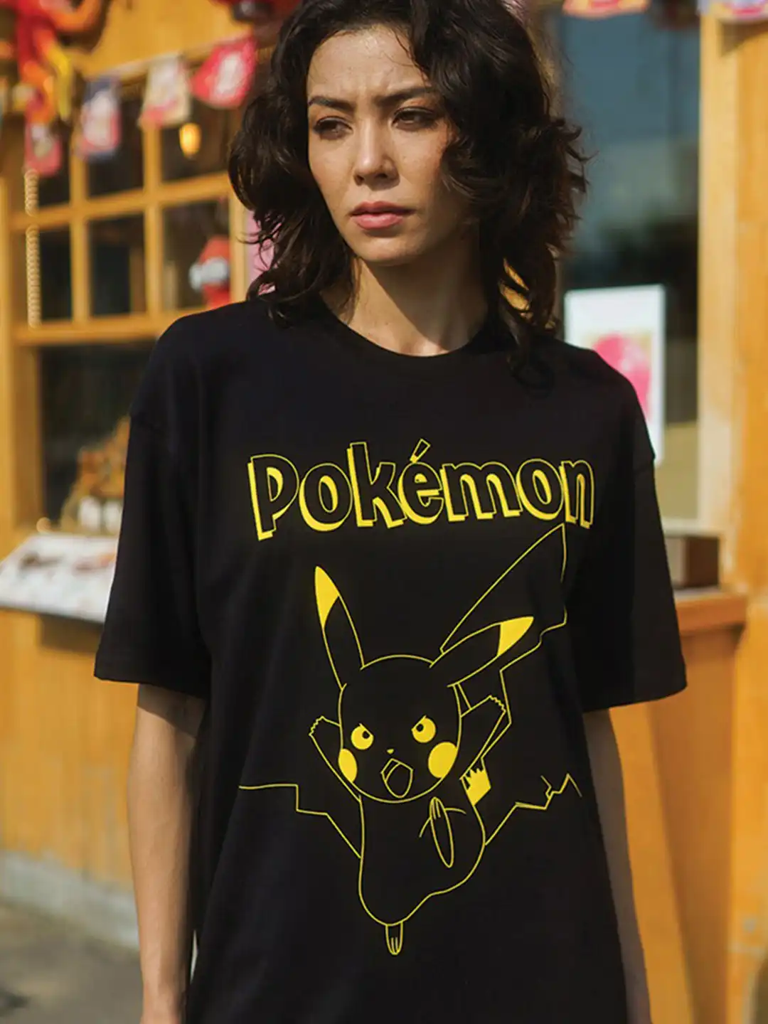 Buy Bonkers Corner Black Pikachu Printed Drop-Shoulder Sleeves
