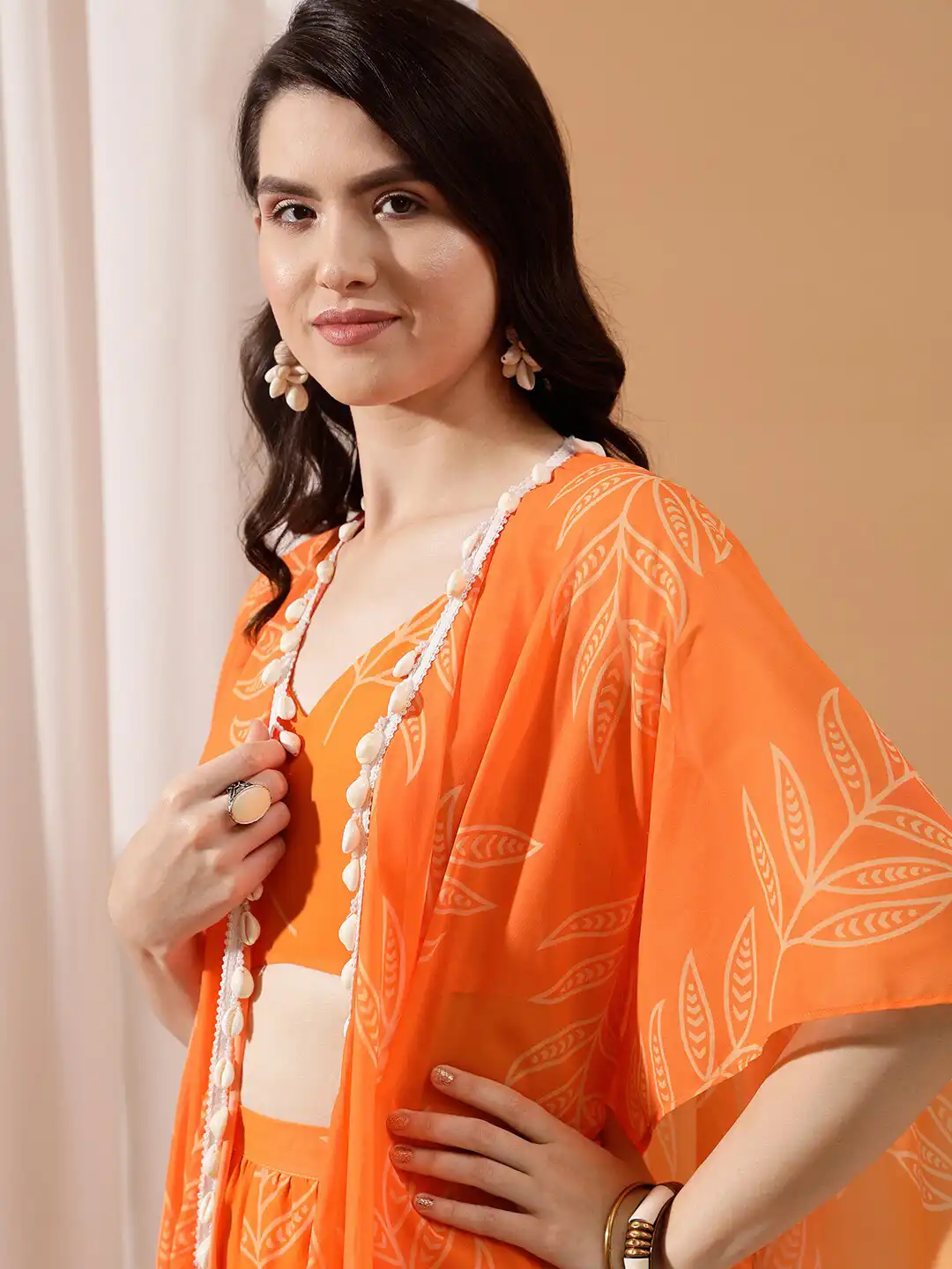 Buy indo street Floral Printed Crop Top, With Shrug & Palazzo Co