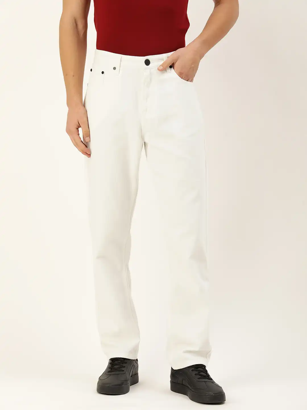 Buy Bene Kleed Men white Straight Fit Mid Rise Jeans - Jeans for