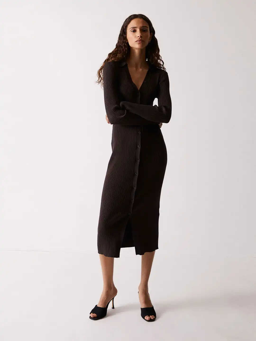 Buy H&M Rib-Knit Button-Front Dress - Dresses for Women 24500836 | Myntra