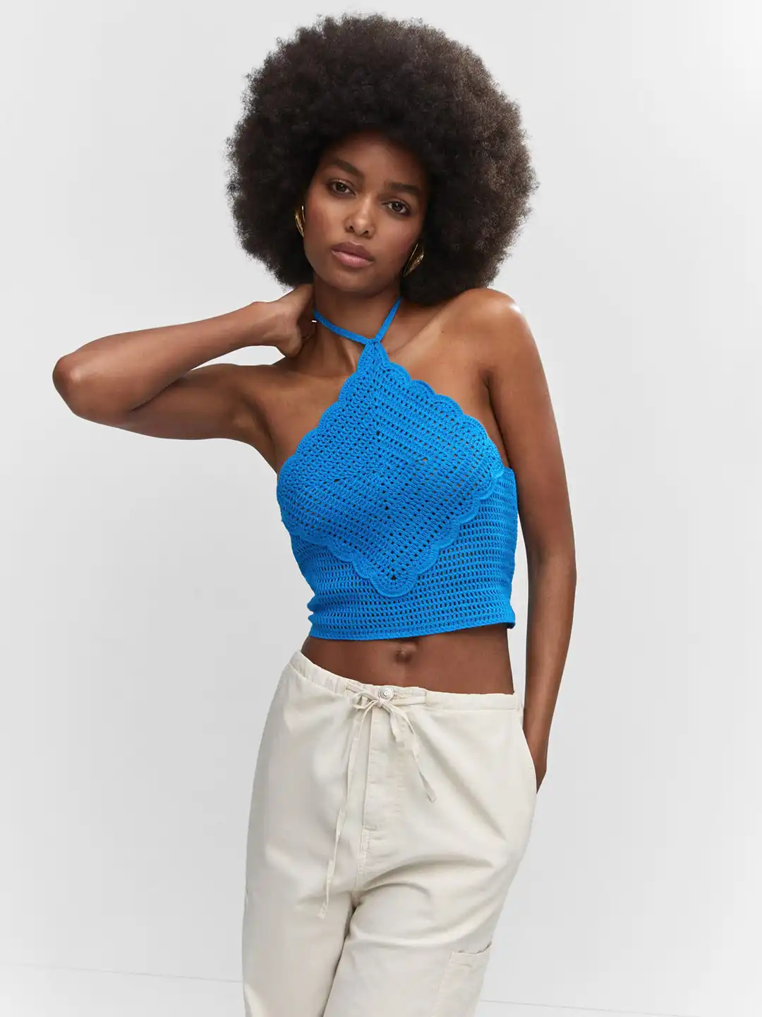 Buy MANGO Halter Neck Crochet Crop Top - Tops for Women 24518274