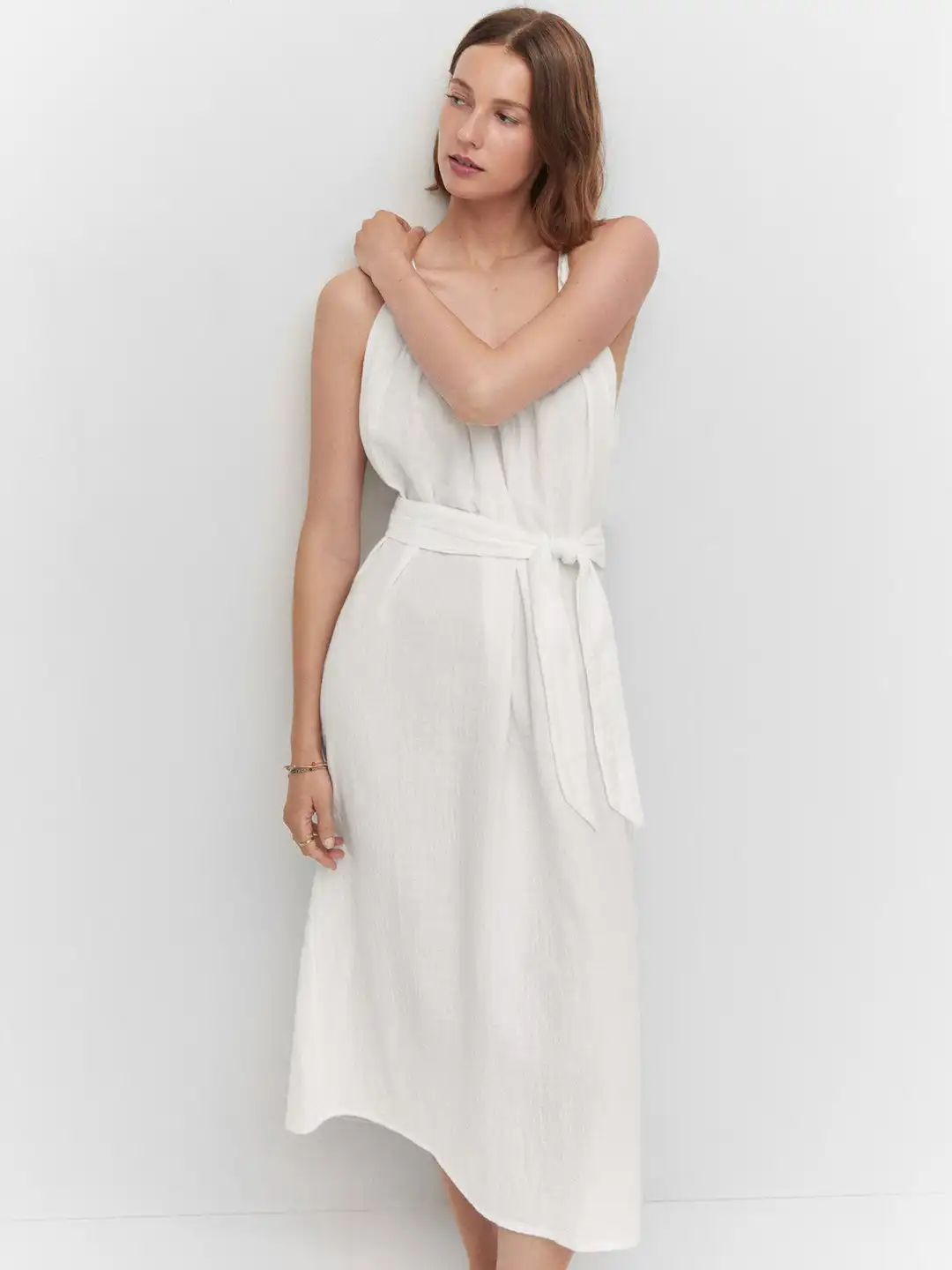 mango cotton midi dress Halter neck cotton midi-dress