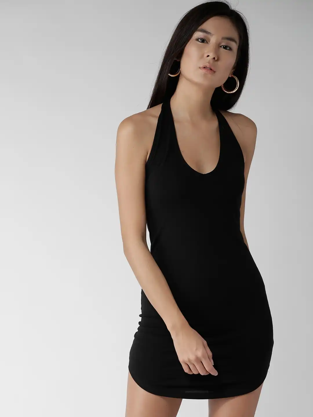 black halter dress forever 21 Forever 21 Halter Mini Dress Button Front  Black  Size M  NWT