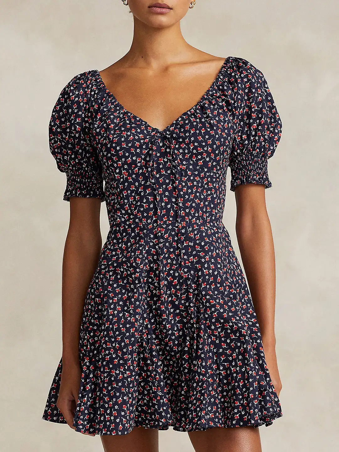 ralph lauren knee length dresses Buy Lauren Ralph Lauren Madison Red Imalah Tie Front Cotton Blend Crew Neck  Dress from Next USA