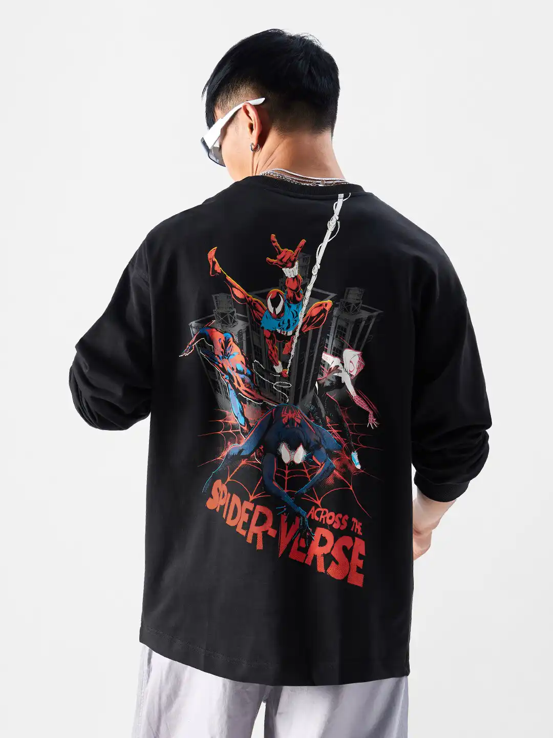 Buy The Souled Store Men Oversized Spider Man Black Tshirts