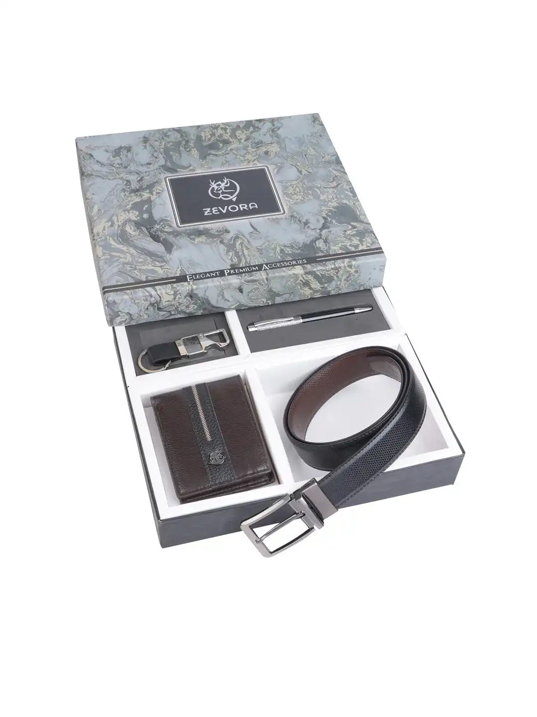 Buy ZEVORA Men Leather Belt, Wallet, Keychain and Pen Gift Set