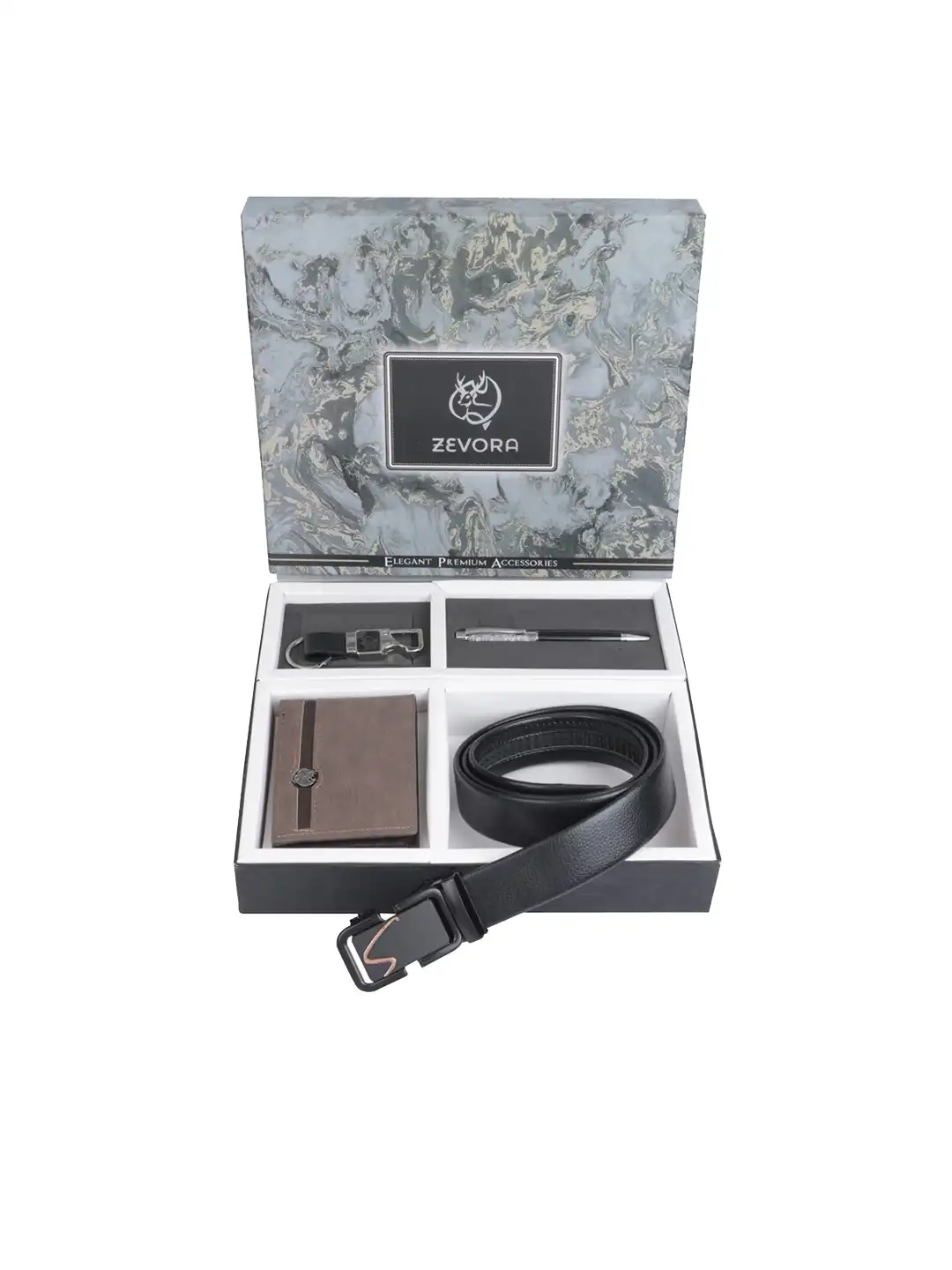 Buy ZEVORA Men Leather Belt, Wallet, Keychain and Pen Gift Set